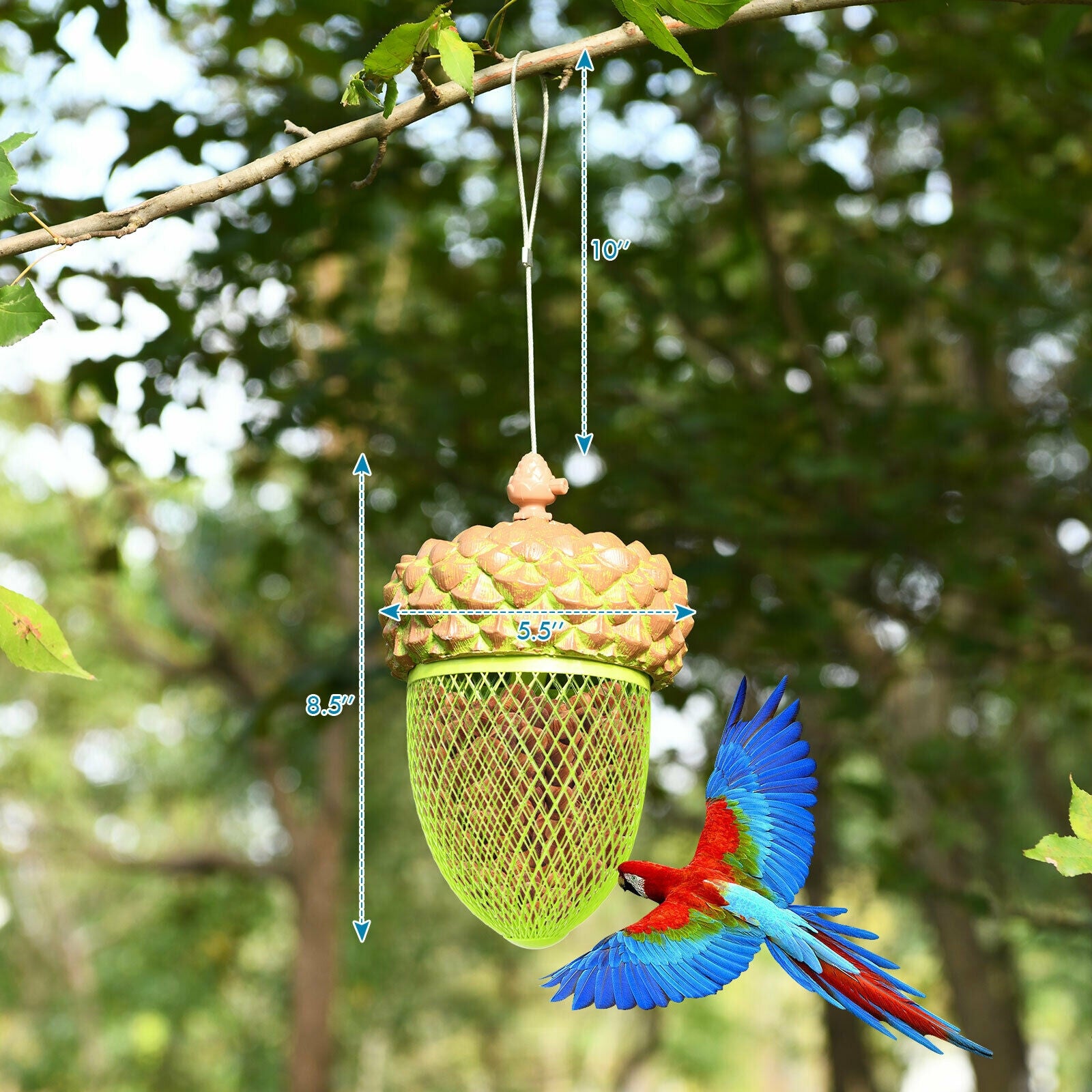 SUGIFT Metal Acorn Wild Bird Feeder Outdoor Hanging Food Dispenser for Garden Yard