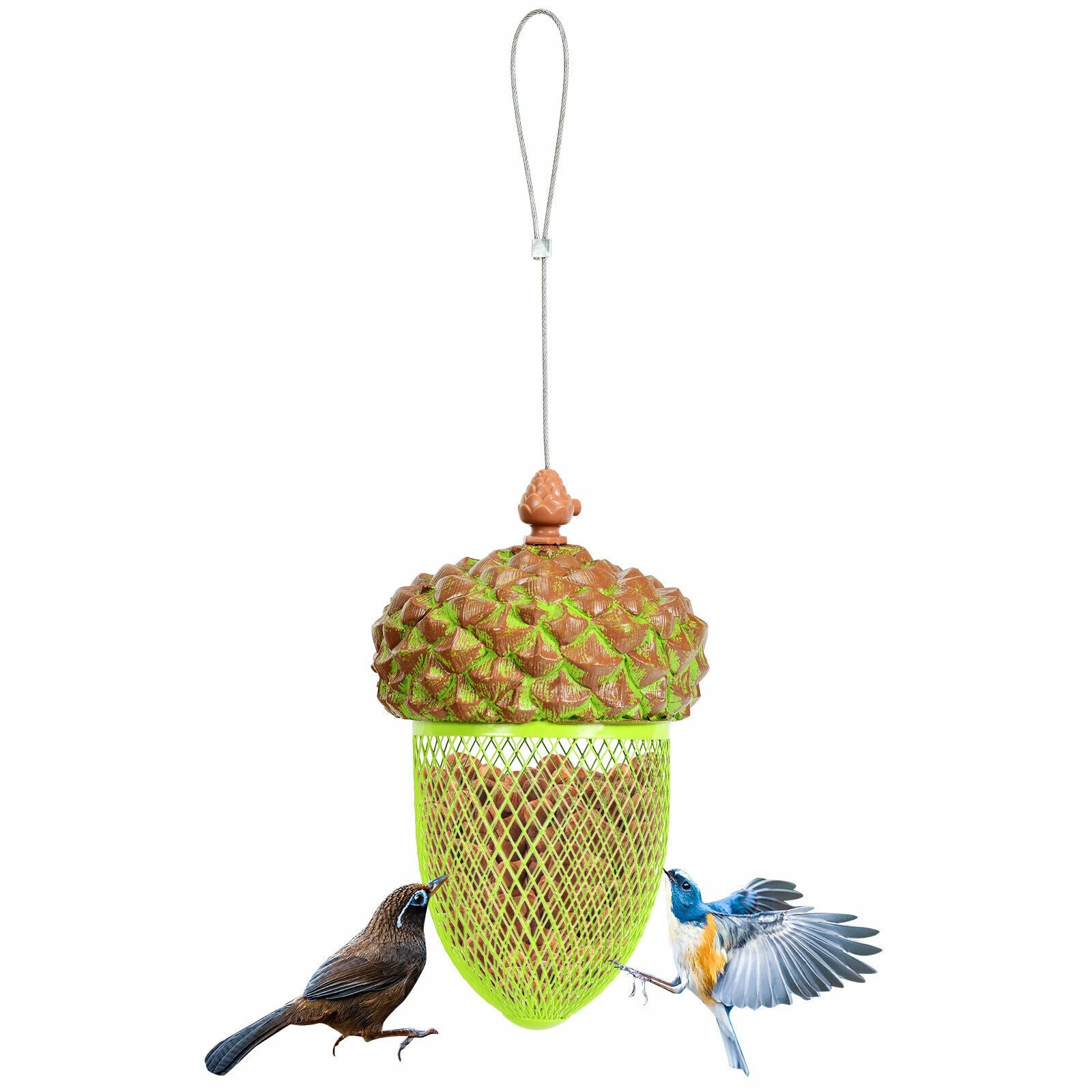 SUGIFT Metal Acorn Wild Bird Feeder Outdoor Hanging Food Dispenser for Garden Yard