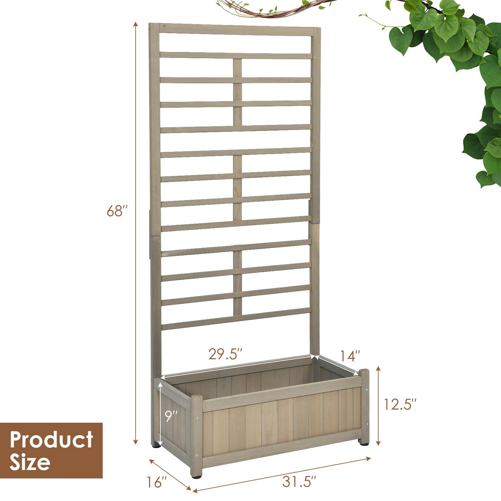 SUGIFT Raised Garden Bed with Trellis for Climbing Plants