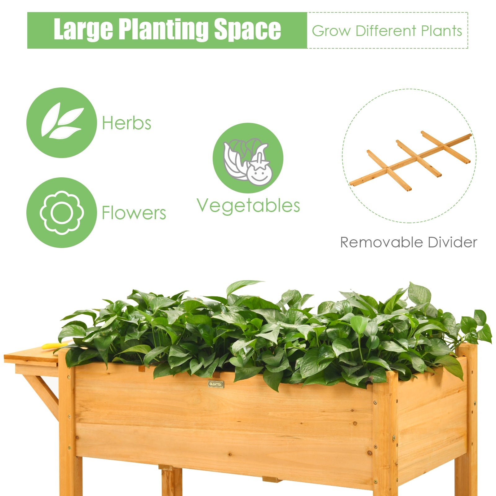 SUGIFT Elevated Planter Box Kit with 8 Grids and Folding Tabletop