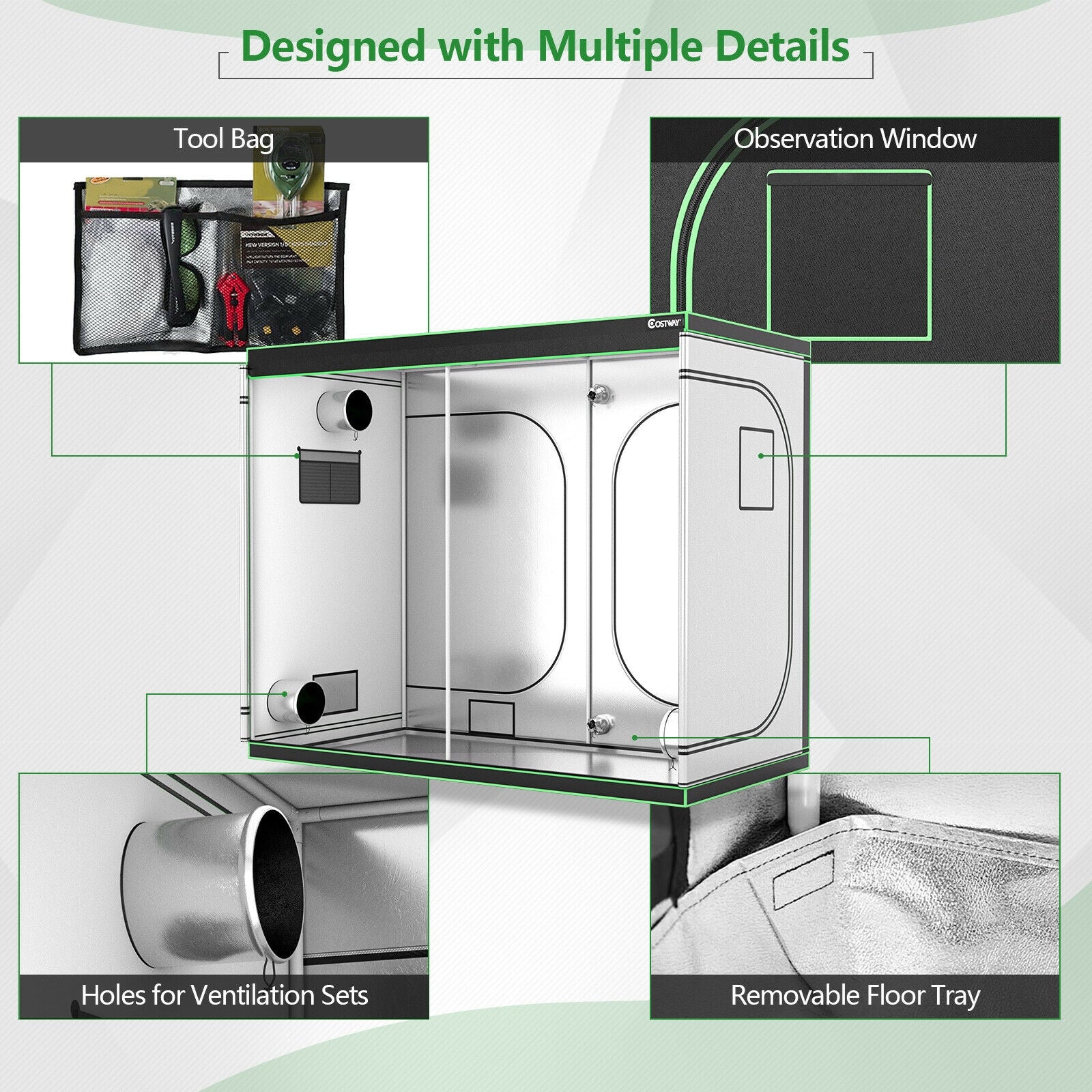 4 x 8 Feet Grow Tent with Observation Window for Indoor Plant Growing
