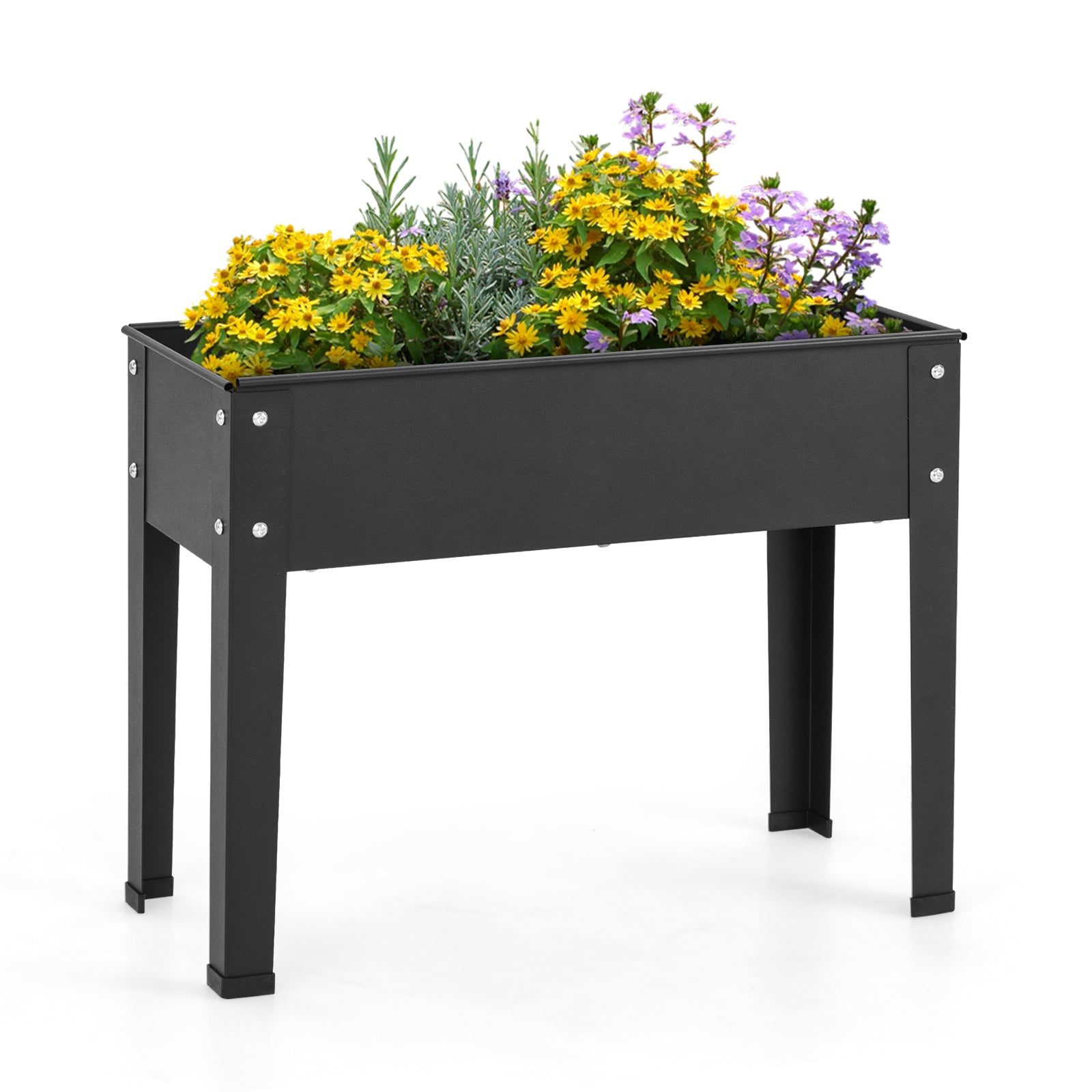 SUGIFT Metal Raised Garden Bed with Legs and Drainage Hole for Vegetable Flower