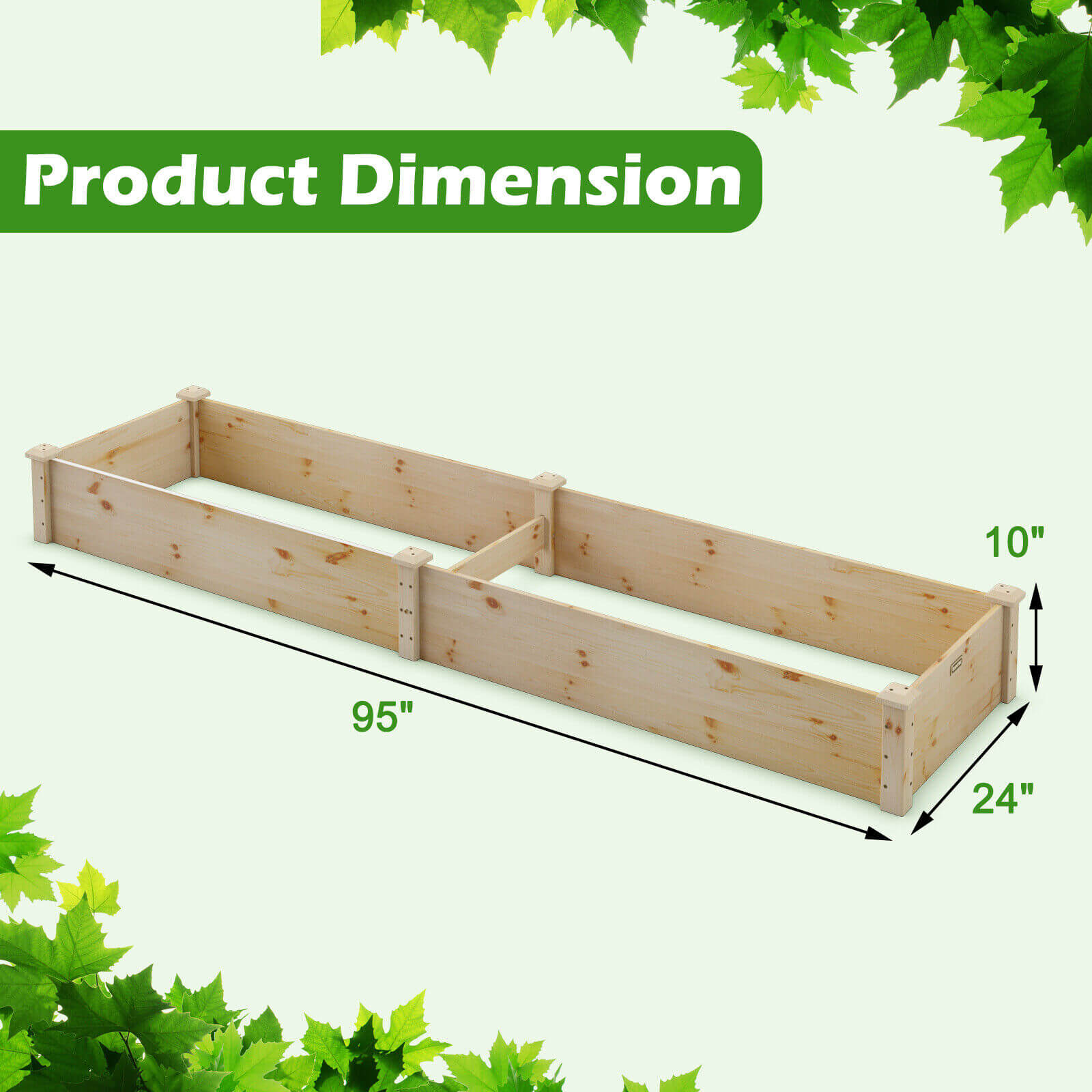 SUGIFT Wooden Raised Garden Bed Outdoor for Vegetables Flowers Fruit