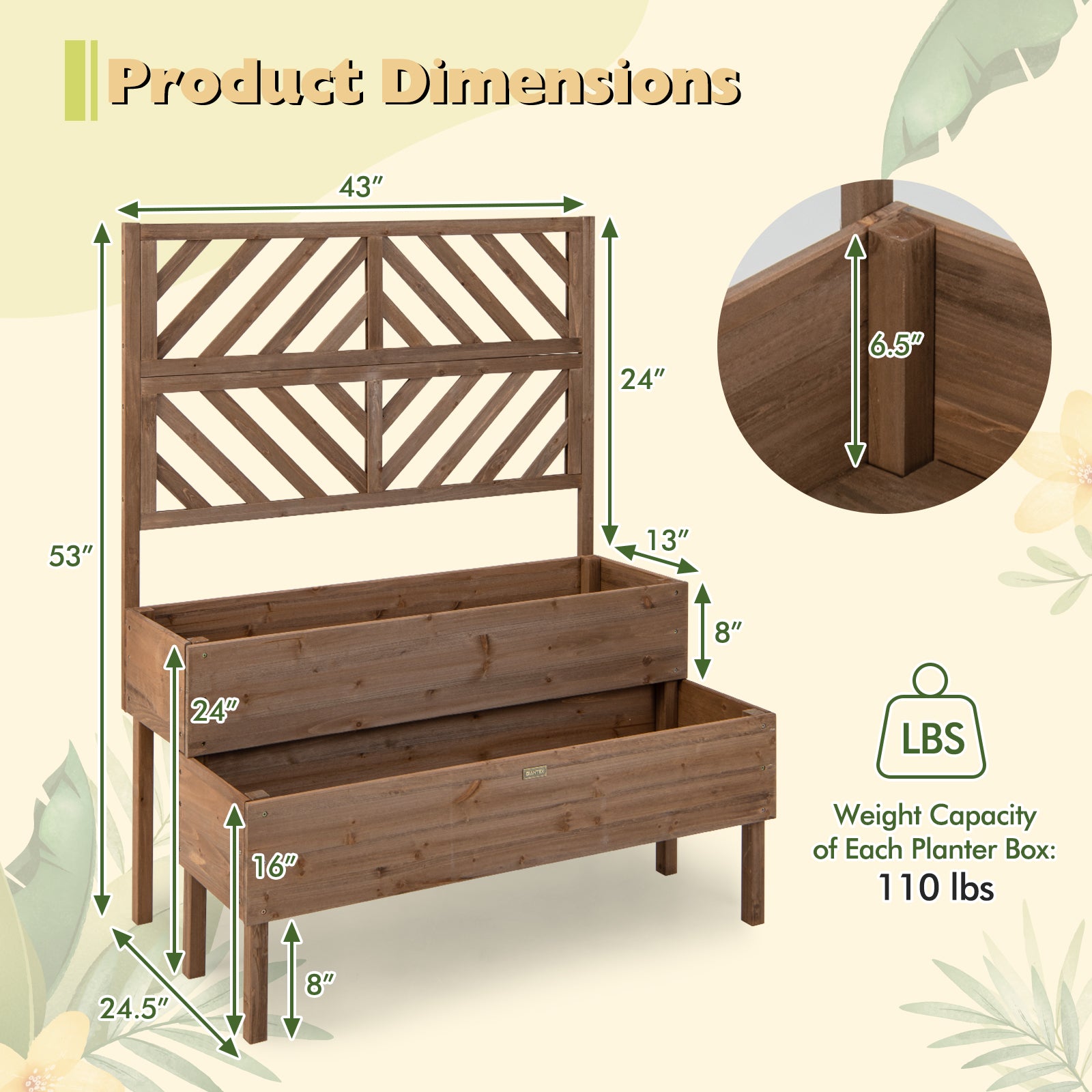 2-Tier Raised Garden Bed with Trellis