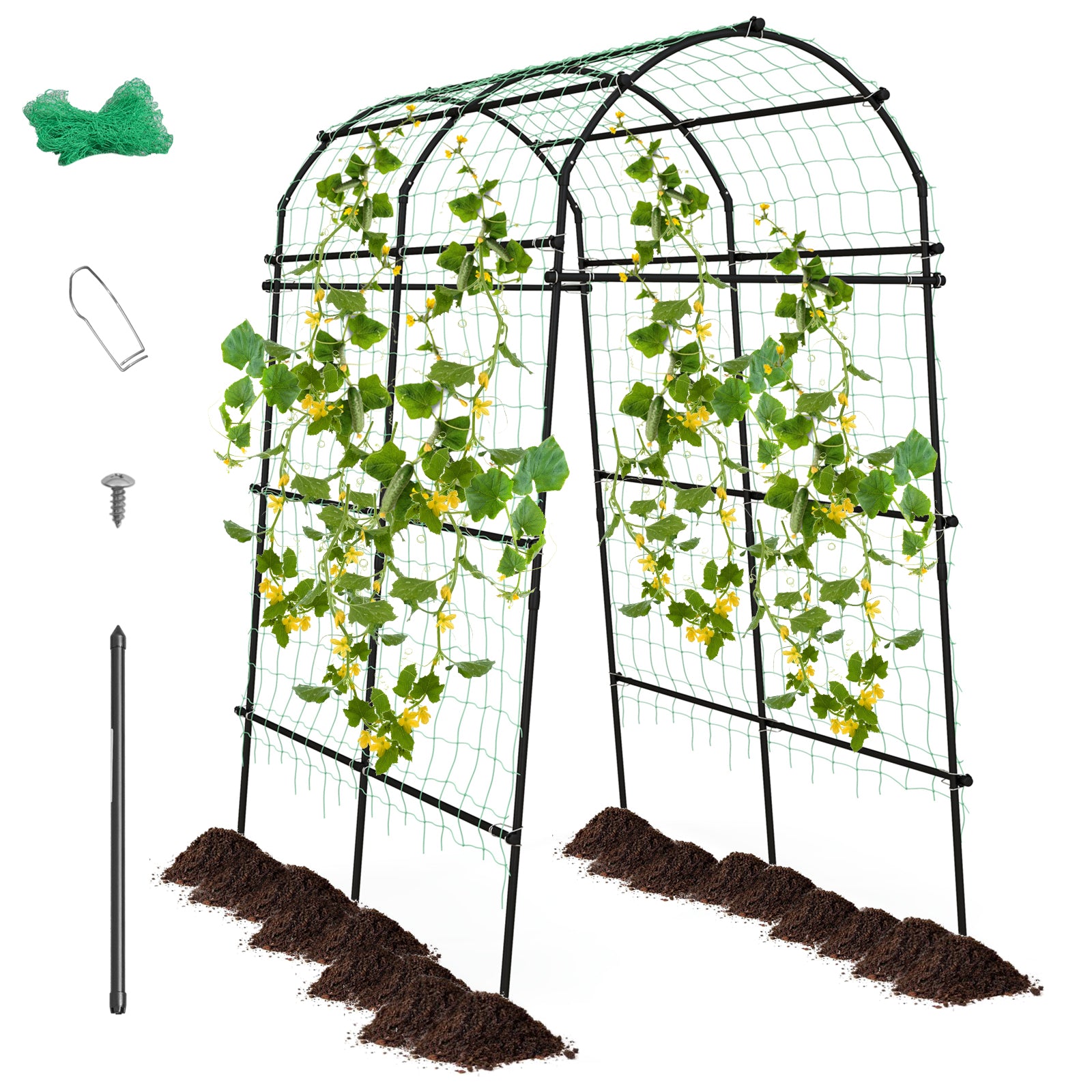 SUGIFT 7.5 Feet Garden Arch Trellis with PE Coated Metal Structure
