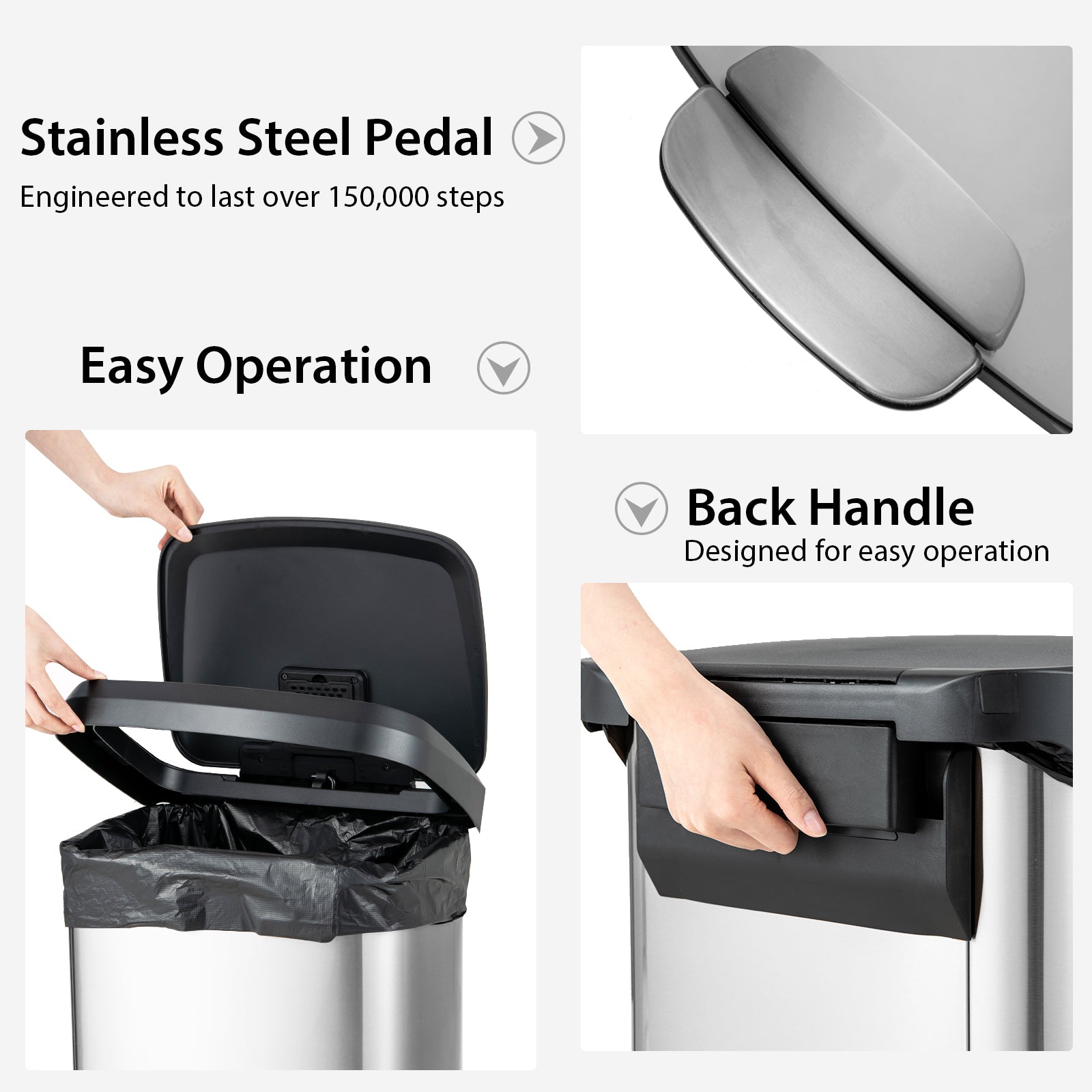 SUGIFT 13.2 Gallon Step Trash Can with Soft Close Lid and Deodorizer Compartment