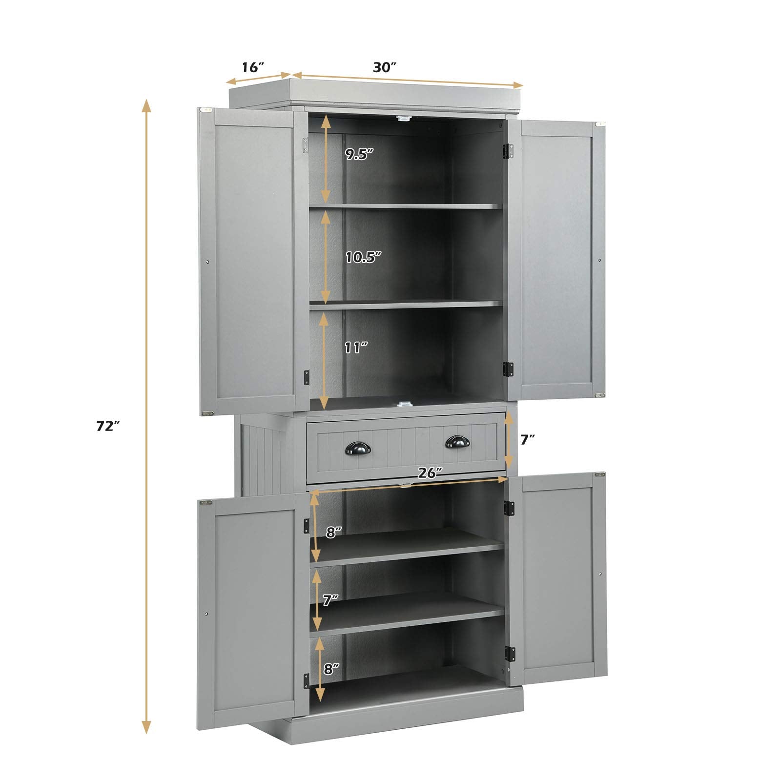 SUGIFT Traditional Freestanding Storage Cabinet with Adjustable Shelves and Drawer