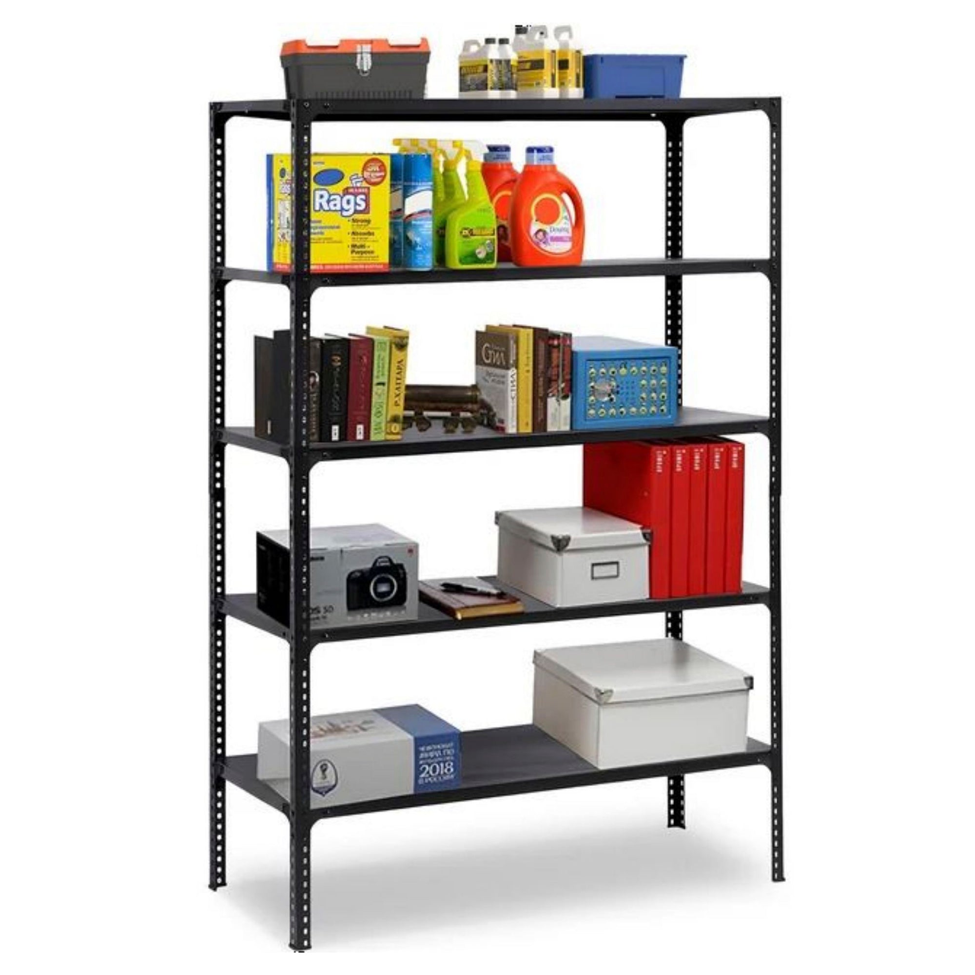 SUGIFT 5-Tier Storage Rack Shelf Freestanding Shelving Unit, Black