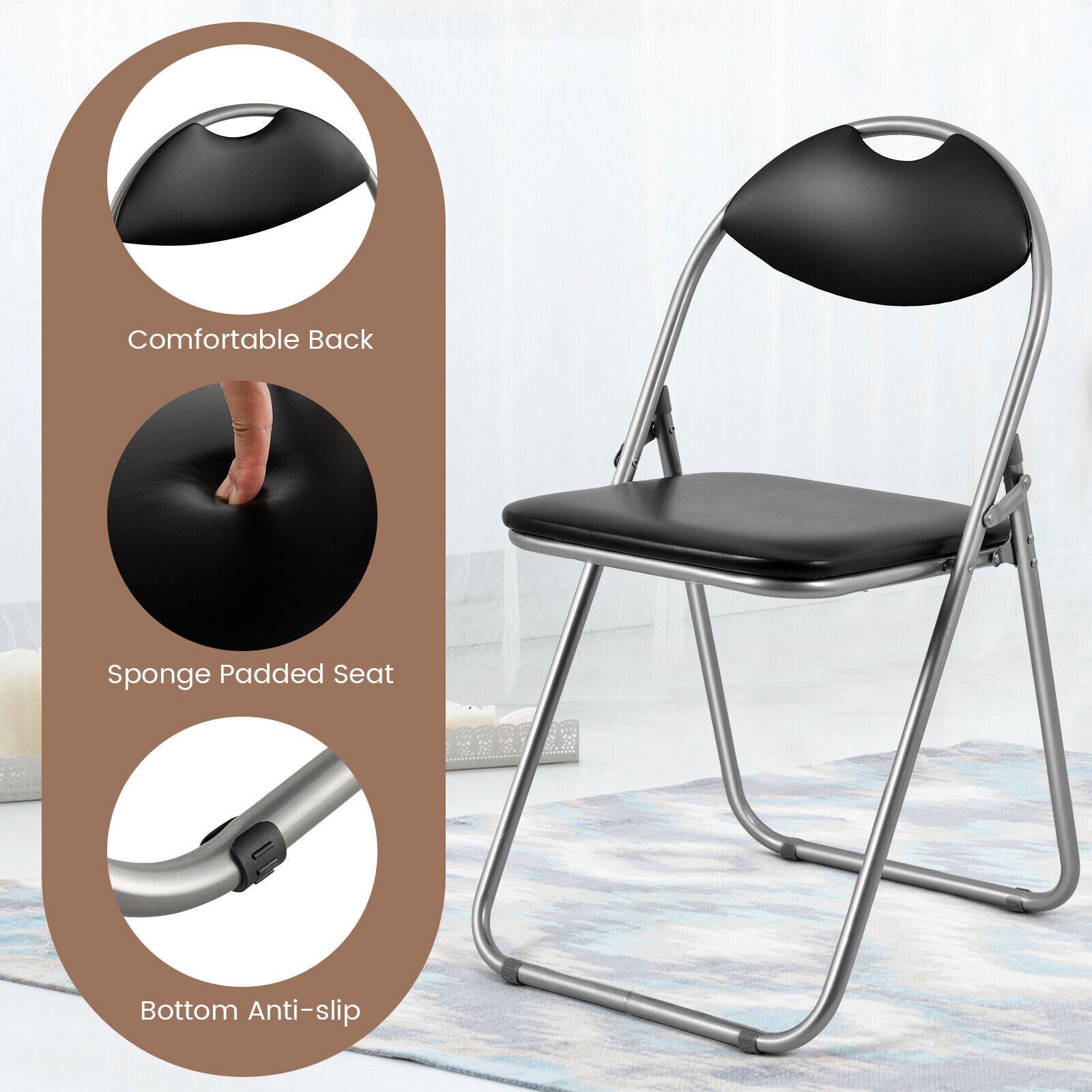 SUGIFT 4/6 Pieces Portable Folding Dining Chairs Set with Carrying Handles