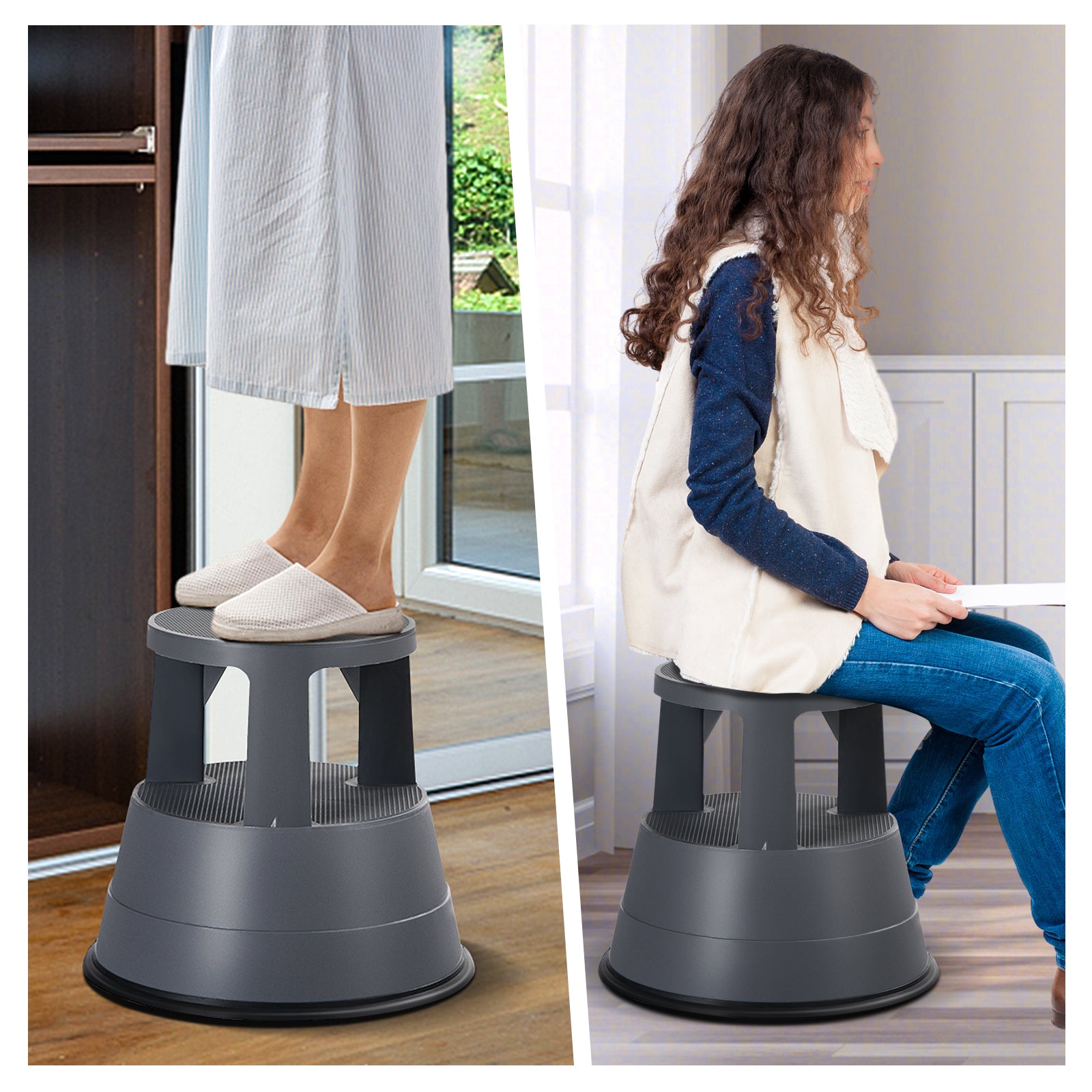 SUGIFT 330 lbs Step Stool with Non-Slip Rubber Platform