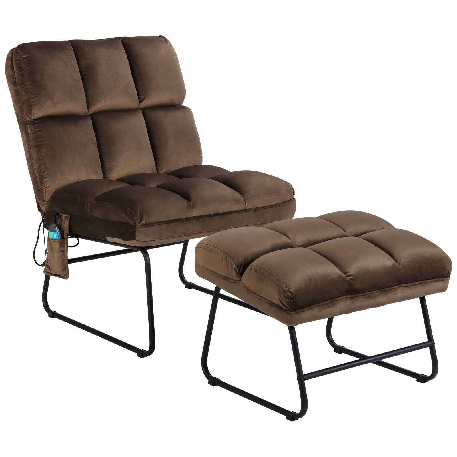 SUGIFT Velvet Massage Recliners with Ottoman Remote Control and Side Pocket