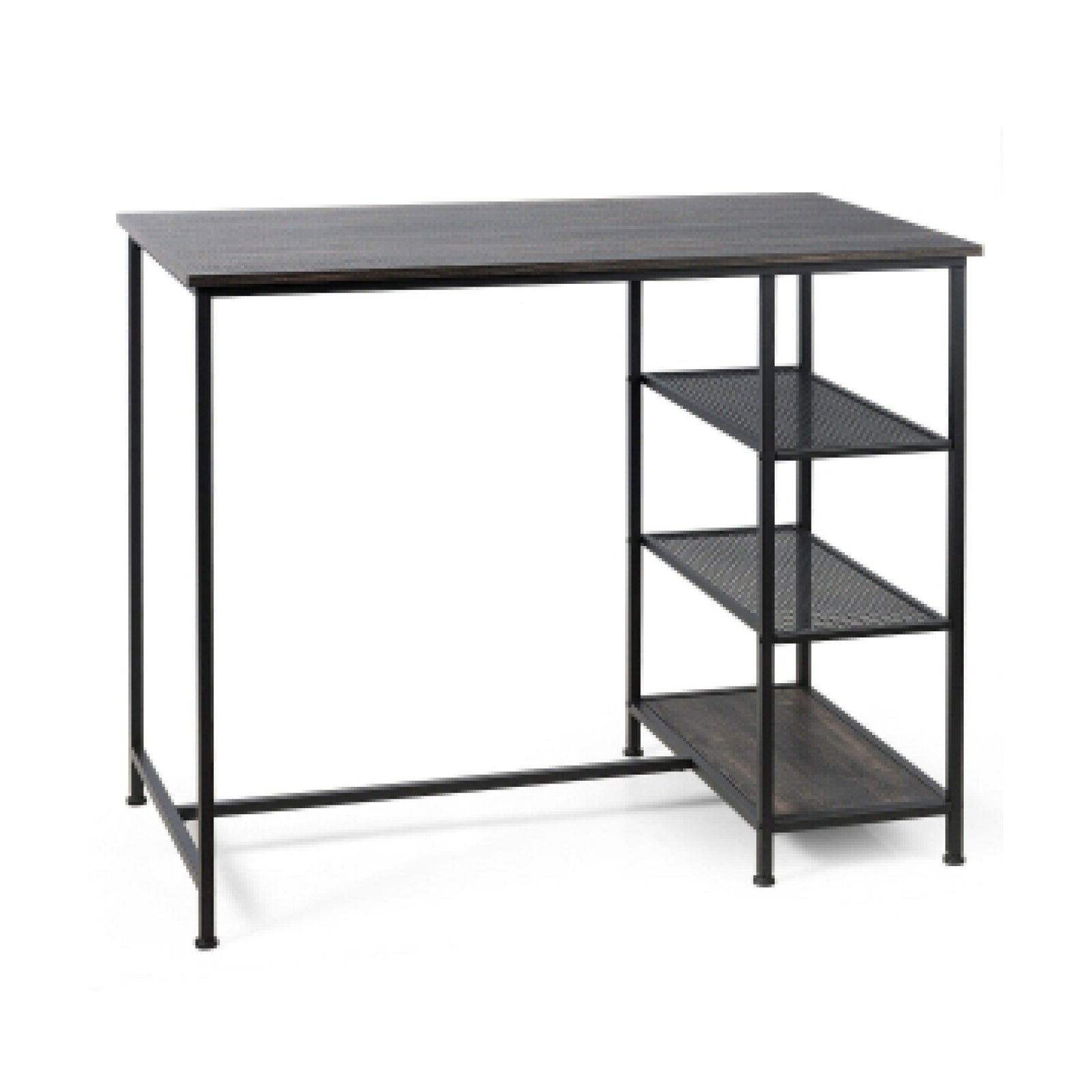 SUGIFT Industrial Dining Bar Pub Table with Metal Frame and Storage Shelves