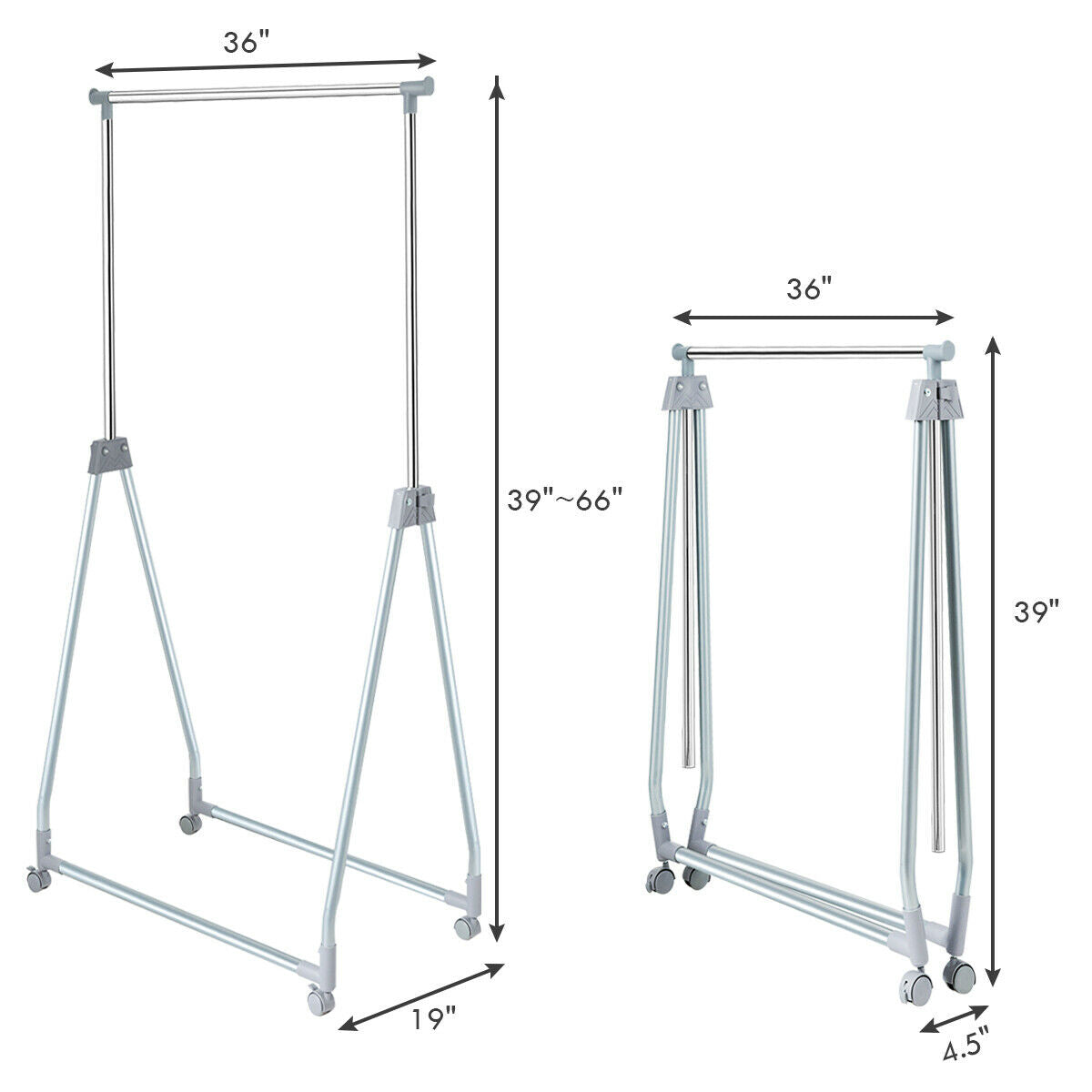 SUGIFT Extendable Foldable Heavy Duty Clothing Rack with Hanging Rod