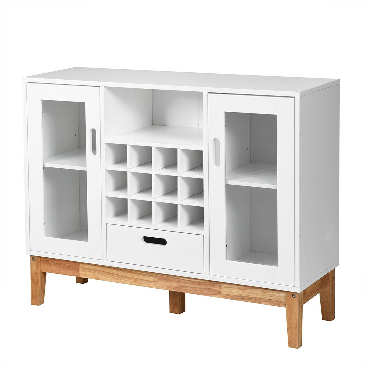 SUGIFT Wood Wine Storage Cabinet Sideboard Console Buffet Server