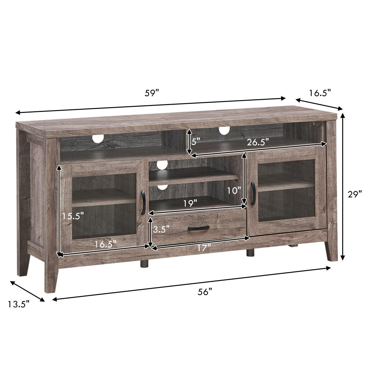 SUGIFT TV Stand Entertainment Center for TVs up to 65 Inch with Storage Cabinets