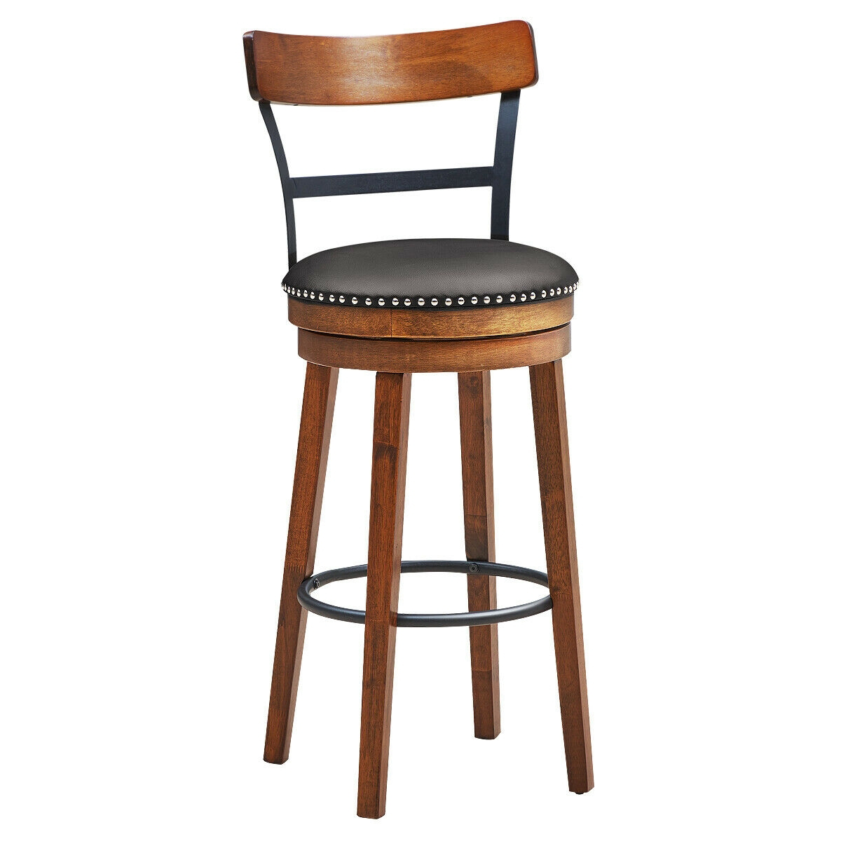 30.5 Inch 360-Degree Bar Swivel Stools with Leather Padded