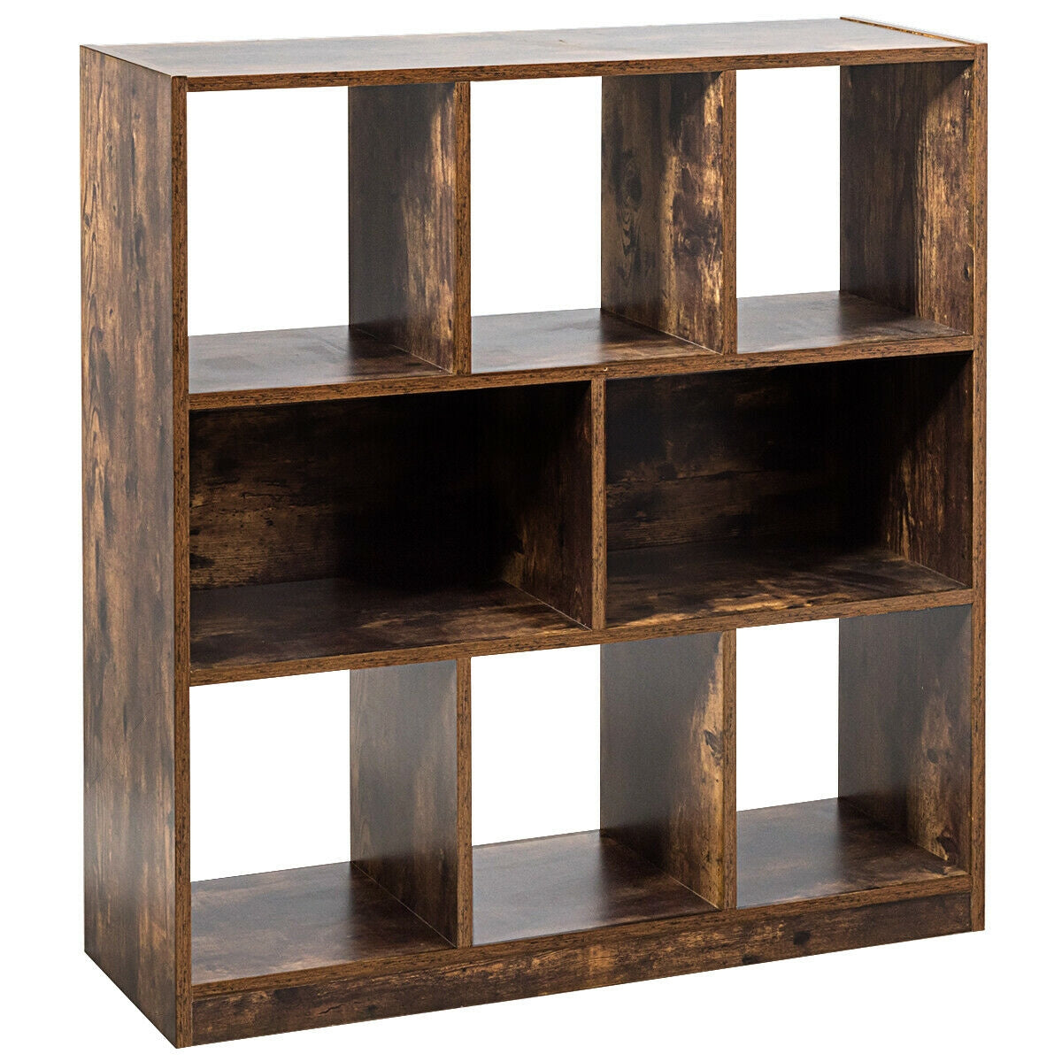 SUGIFT Open Compartments Industrial Freestanding Bookshelf for Decorations