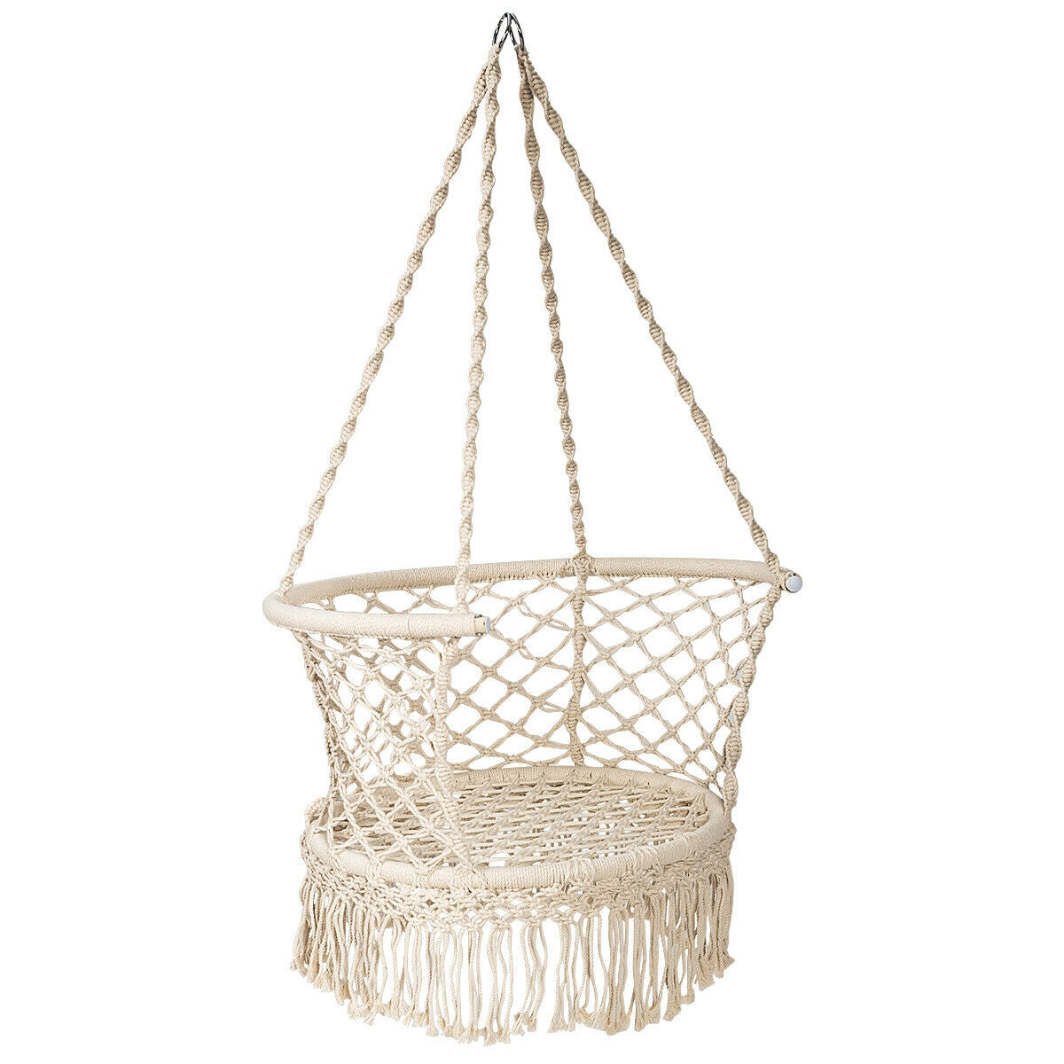 SUGIFT Hanging Hammock Chair with 330 Pounds Capacity and Cotton Rope Handwoven Tassels Design