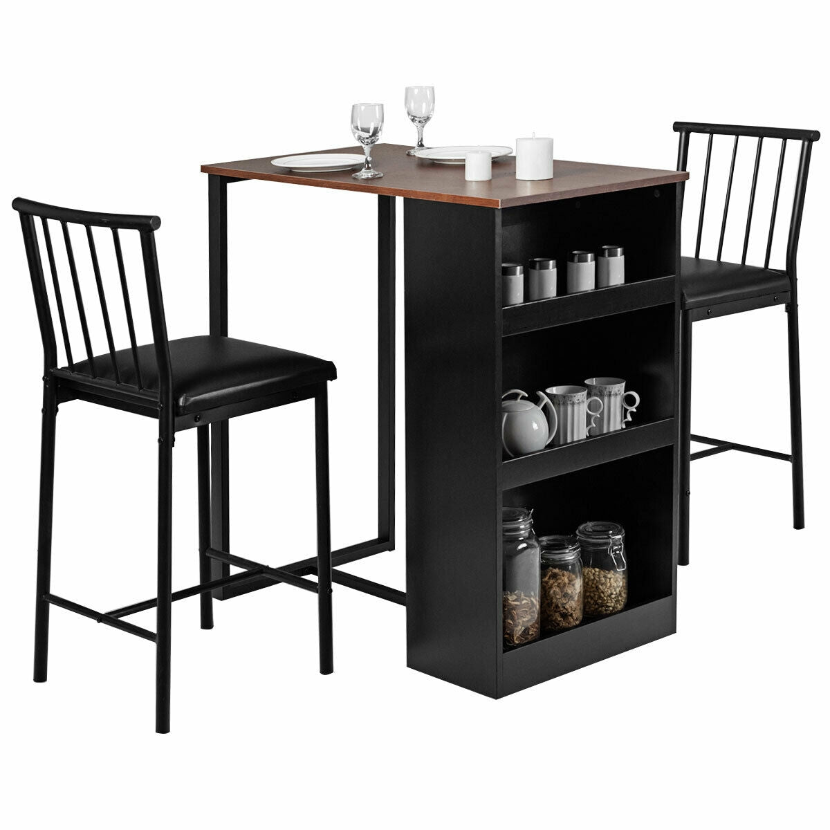 SUGIFT 3 Piece Counter Height Pub Dining Set