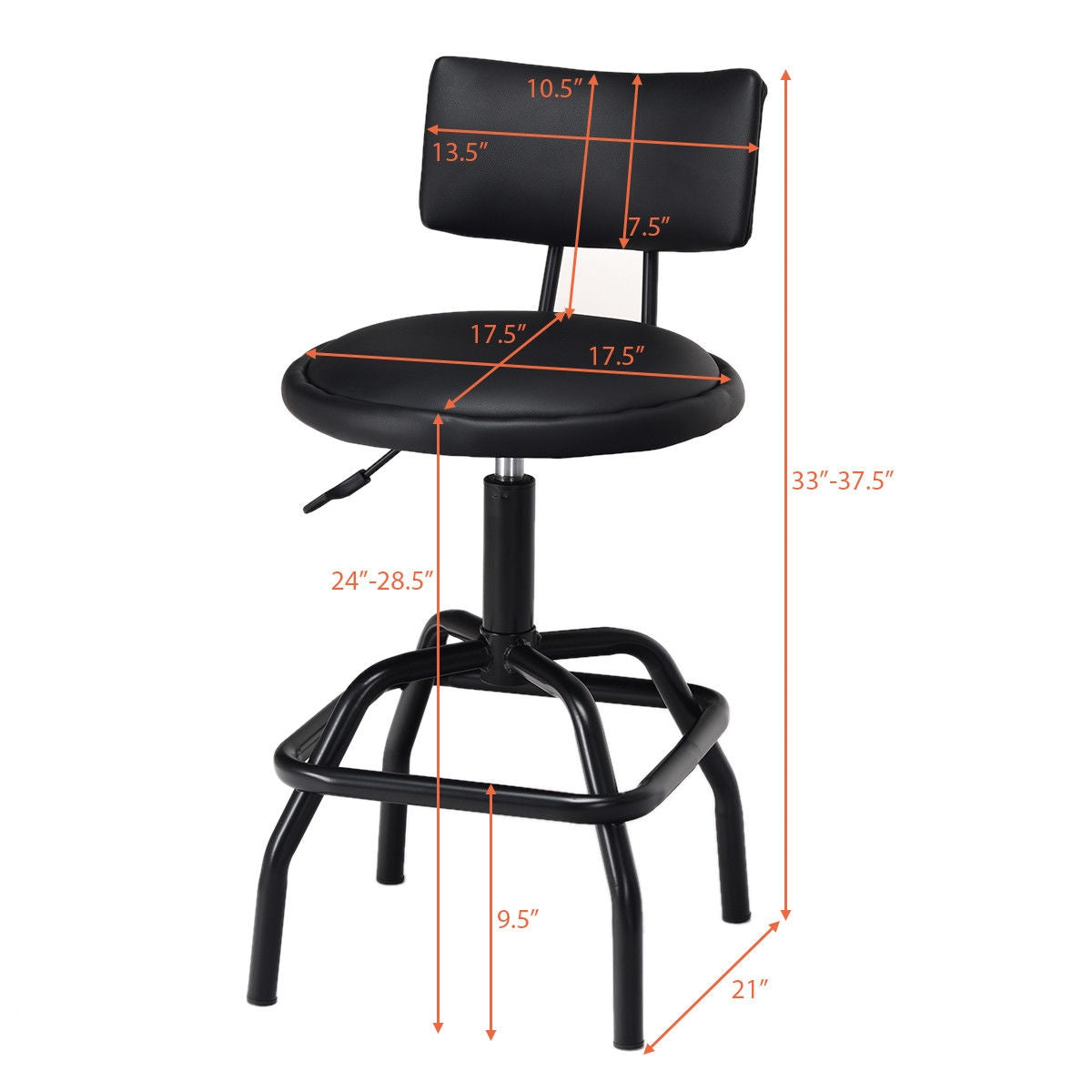 SUGIFT Adjustable Swivel Vintage PU Leather Bar Stool