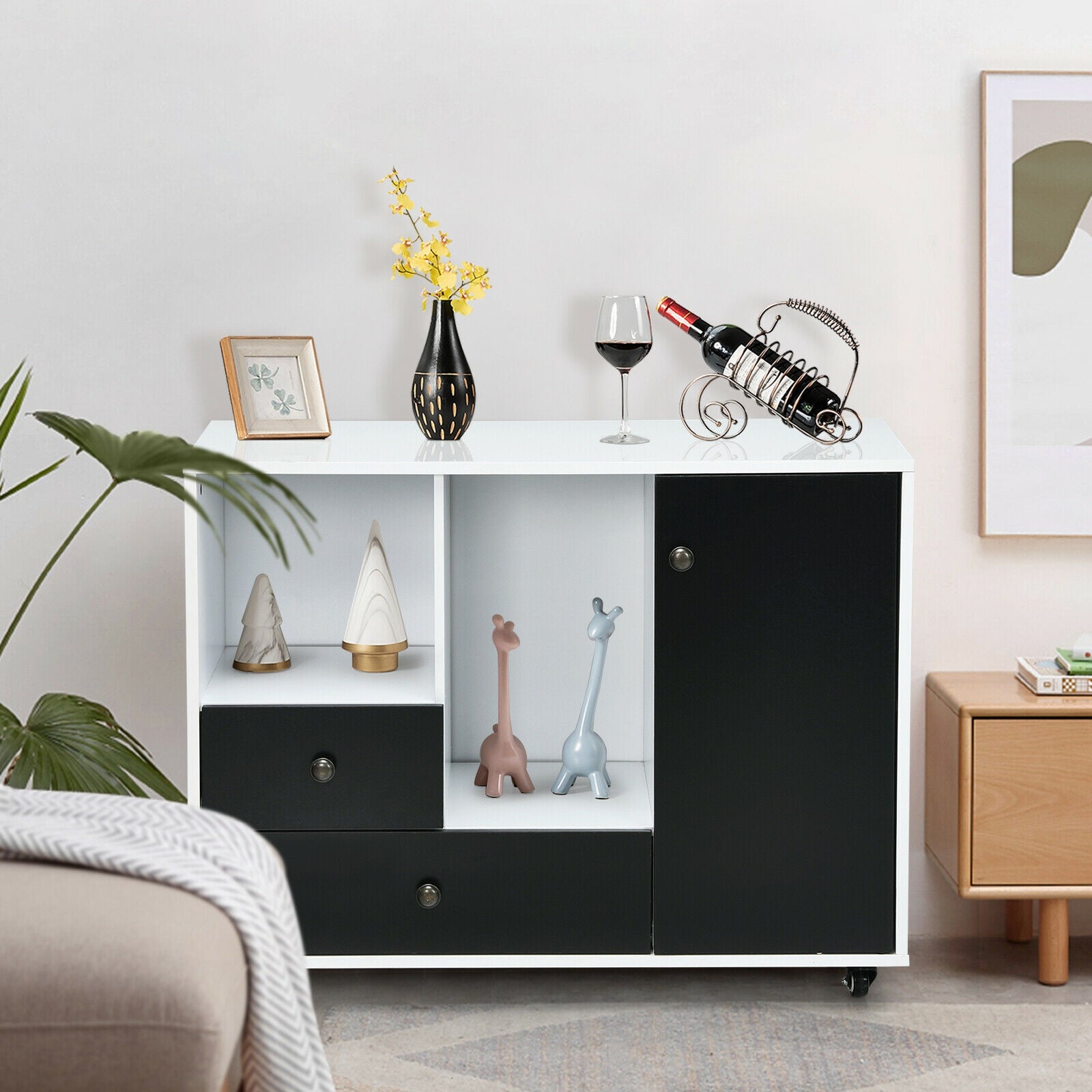 SUGIFT Lateral Mobile Filing Cabinet with 2 Drawers