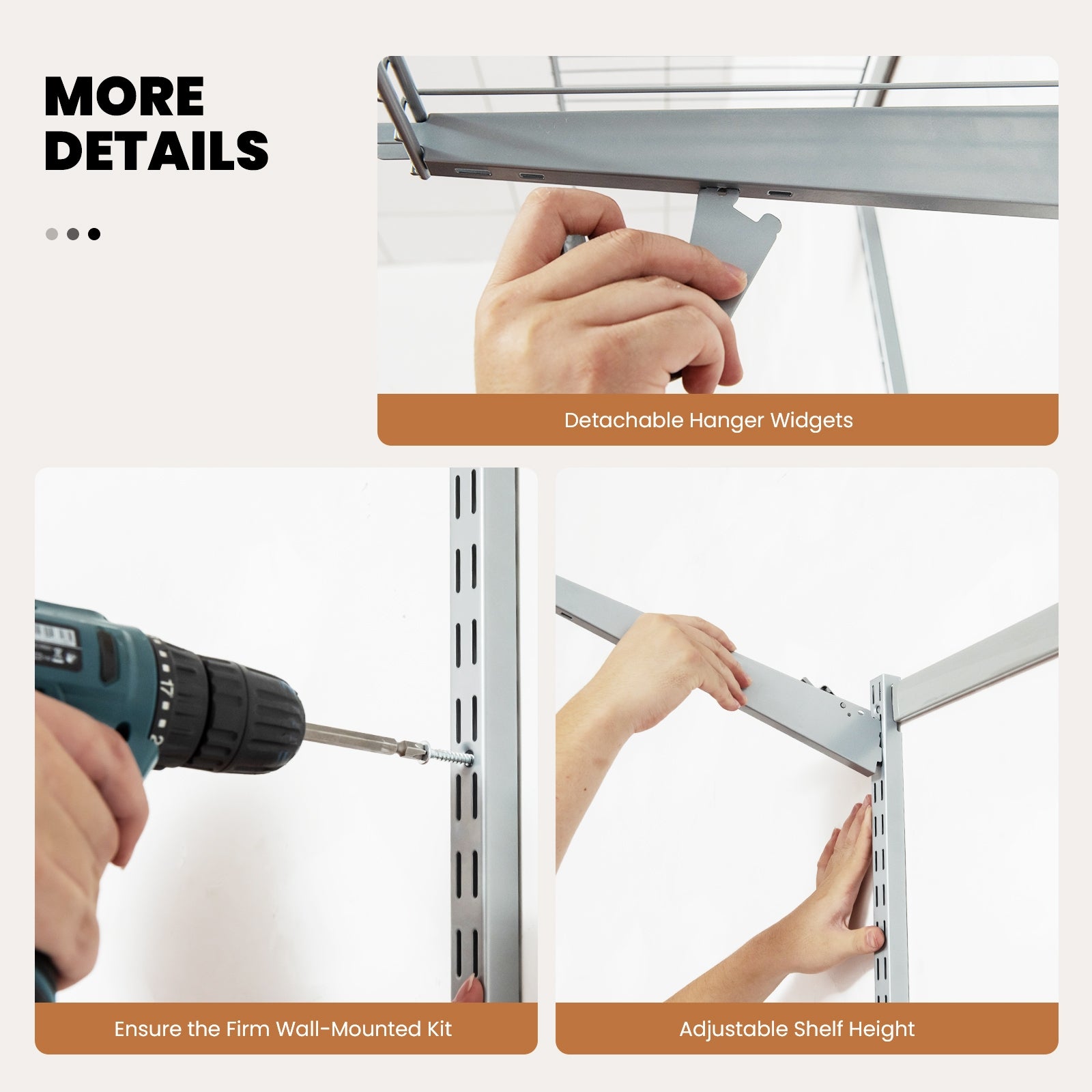 SUGIFT Adjustable Closet Organizer Kit with Shelves and Hanging Rods for 4 to 6 Feet