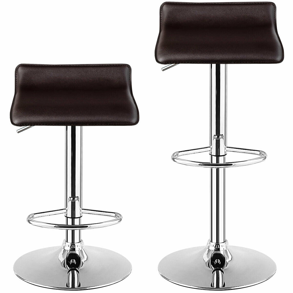 SUGIFT Set of 2 Modern Design Adjustable PU Leather Backless Bar Stools