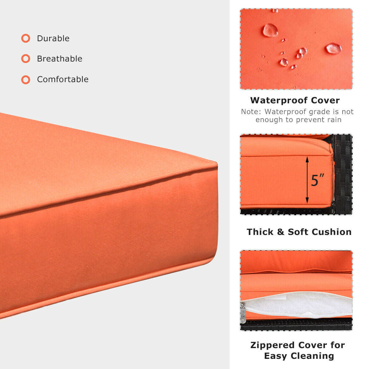 SUGIFT Patio Rattan Rocker Outdoor Glider Rocking Chair Cushion Lawn