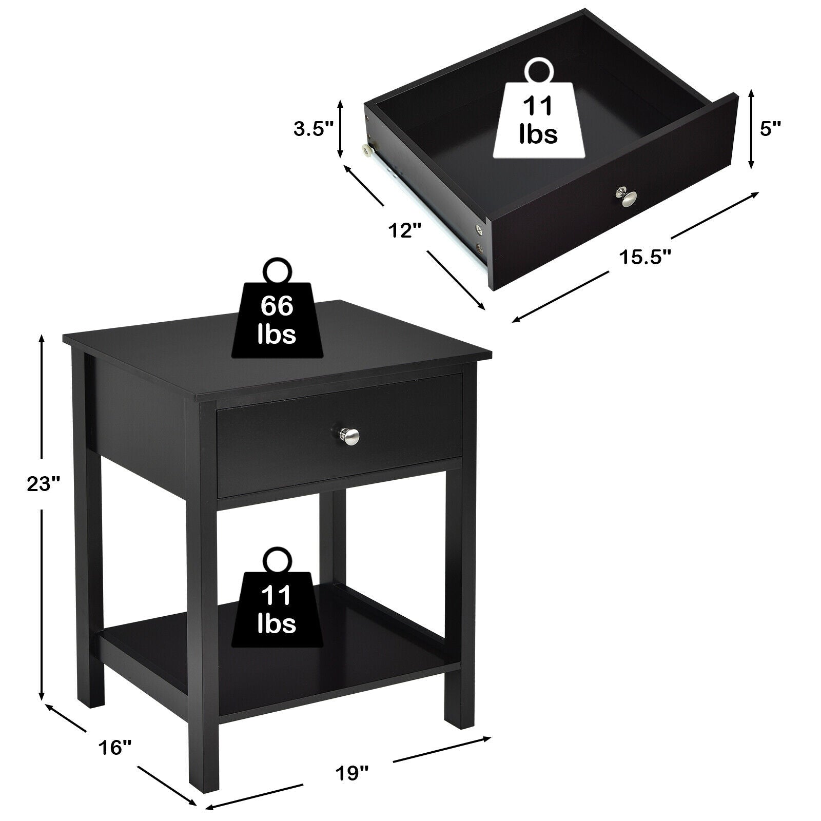 Wooden Storage Shelf with Drawer for Bedroom and Living Room