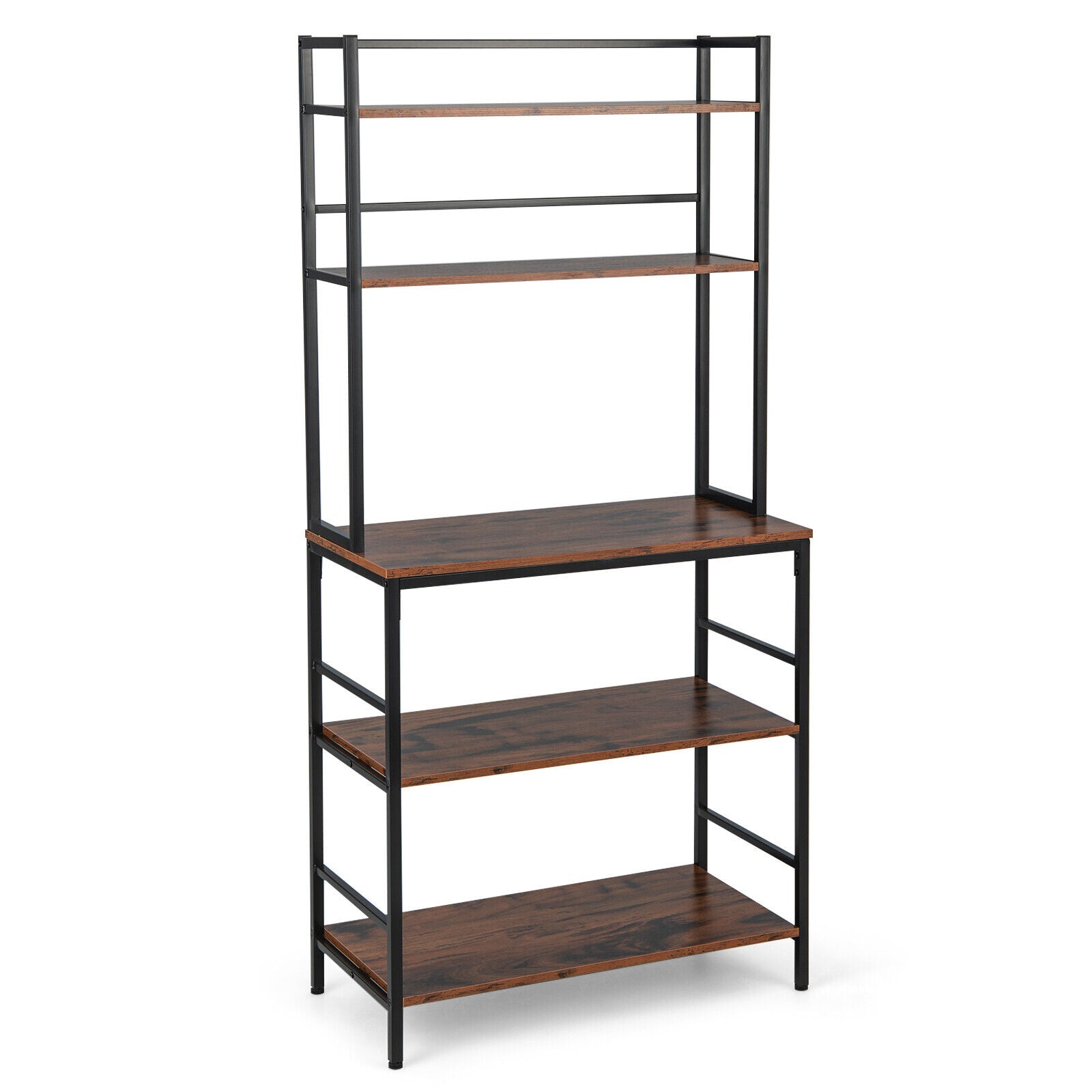 SUGIFT 5-Tier Kitchen Bakers Rack with Hutch and Open Shelves