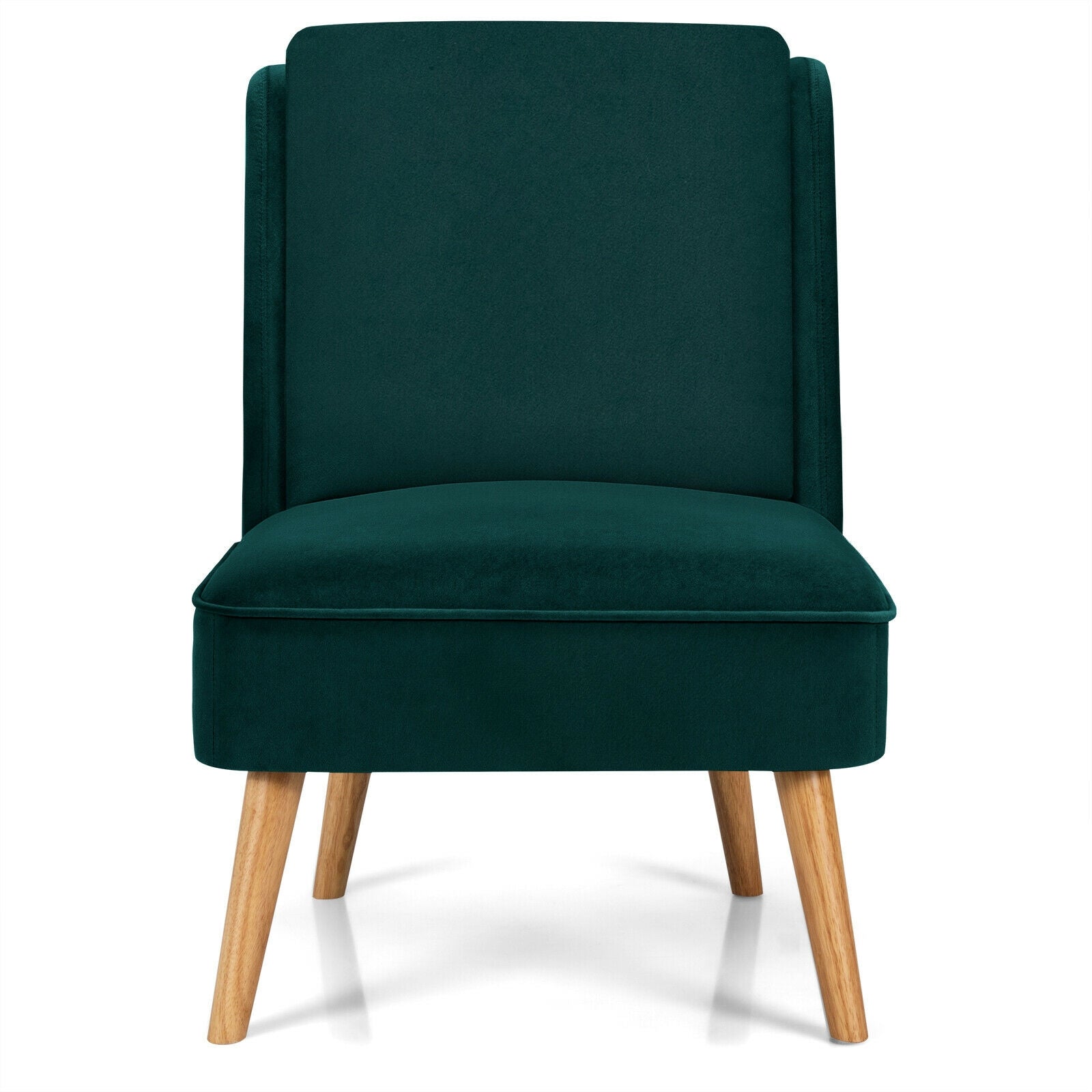 SUGIFT Velvet Accent Armless Side Chair with Rubber Wood Legs for Bedroom