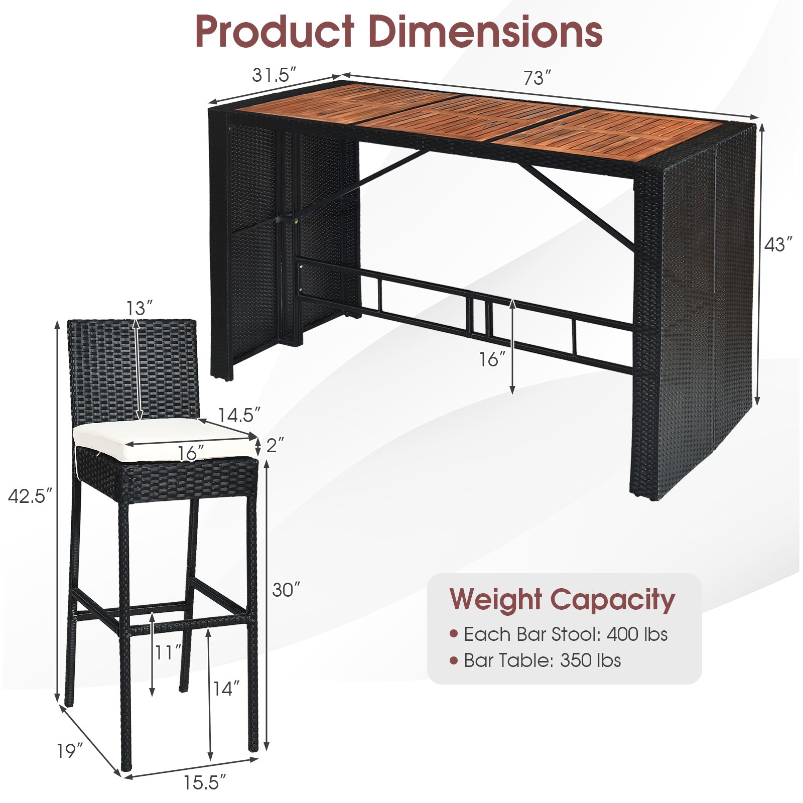SUGIFT 7 Pieces Patio Rattan Wicker Dining Furniture Set