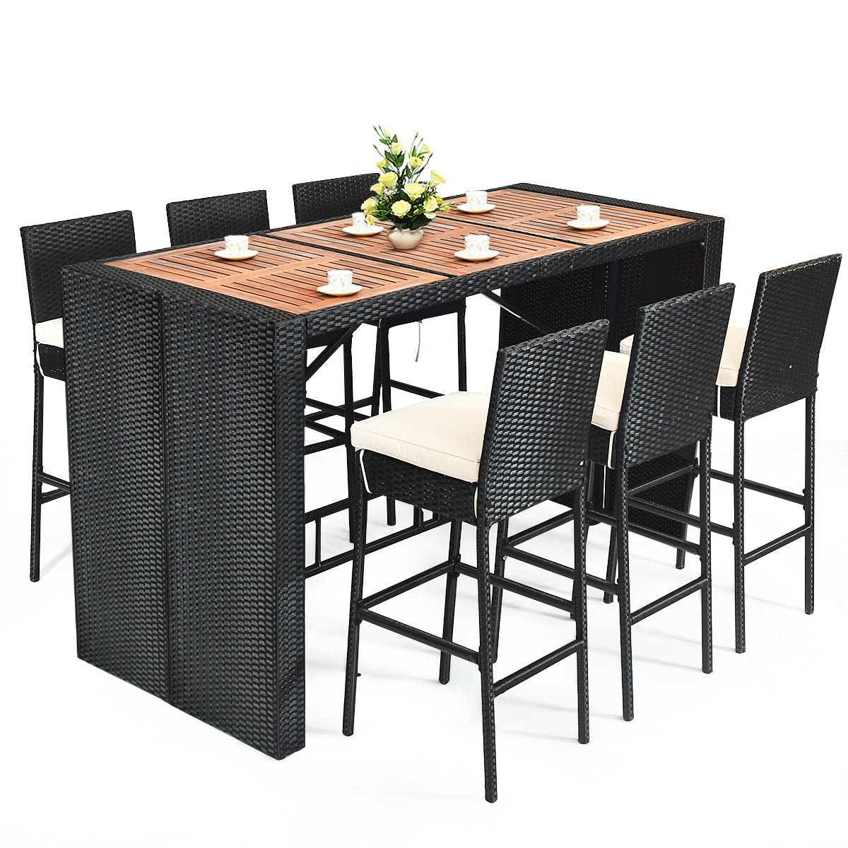 SUGIFT 7 Pieces Patio Rattan Wicker Dining Furniture Set
