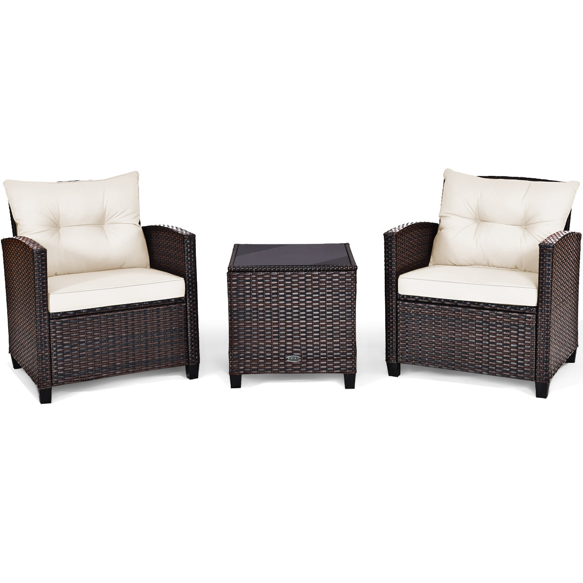 SUGIFT 3 Pieces Rattan Patio Furniture Set with Washable Cushion