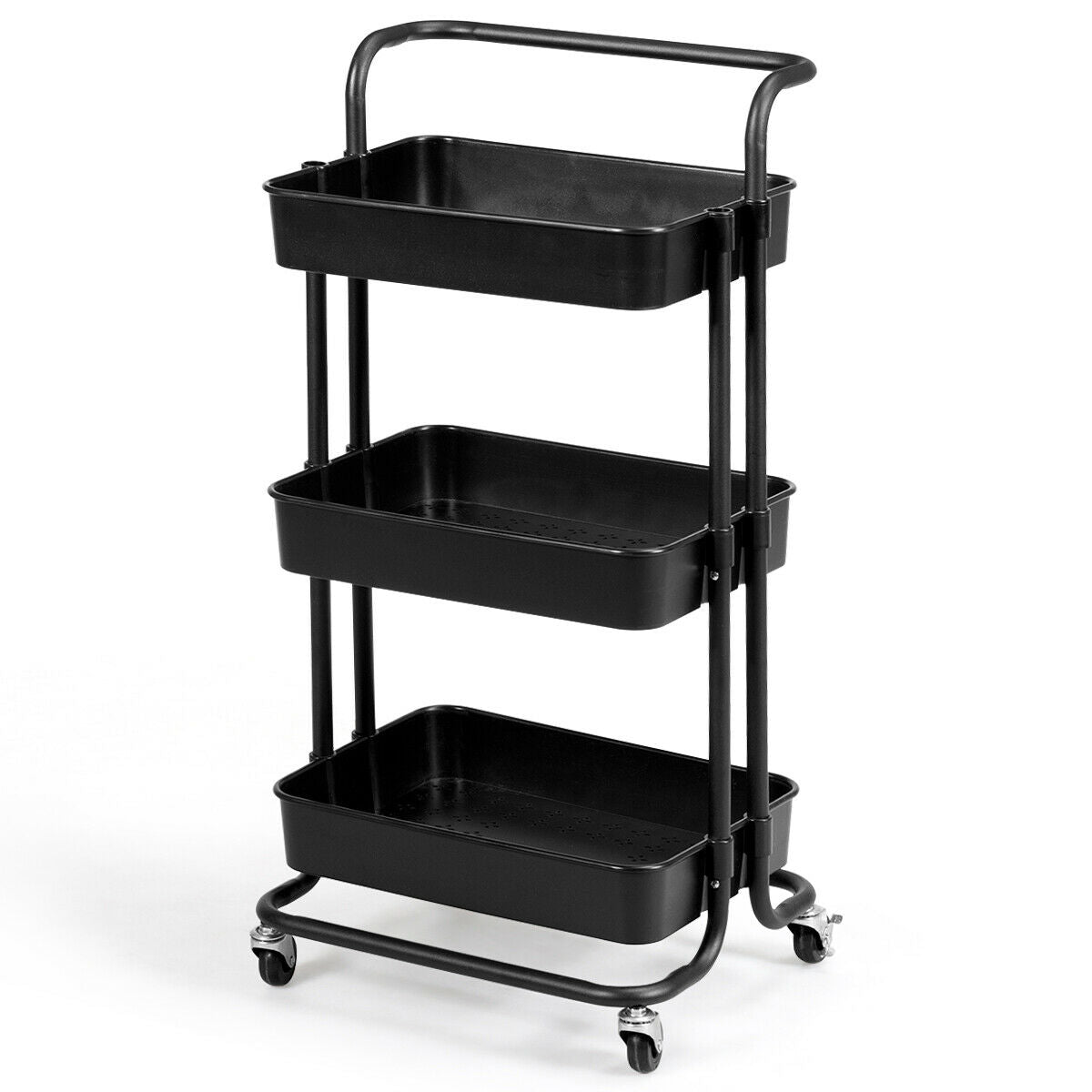 SUGIFT 3-Tier Utility Cart Storage Rolling Cart with Casters