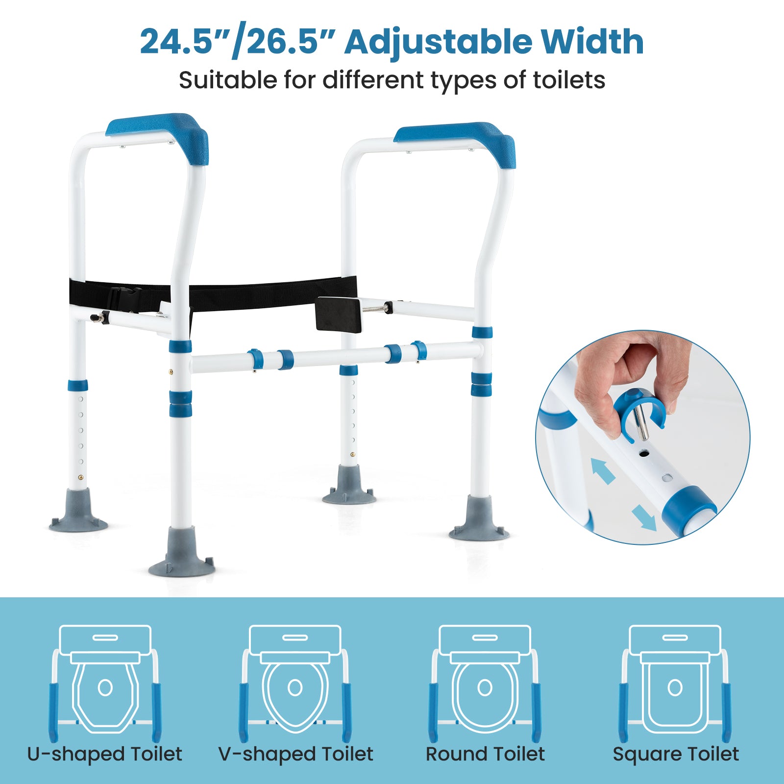 SUGIFT Toilet Safety Rail with Adjustable Height for Elderly