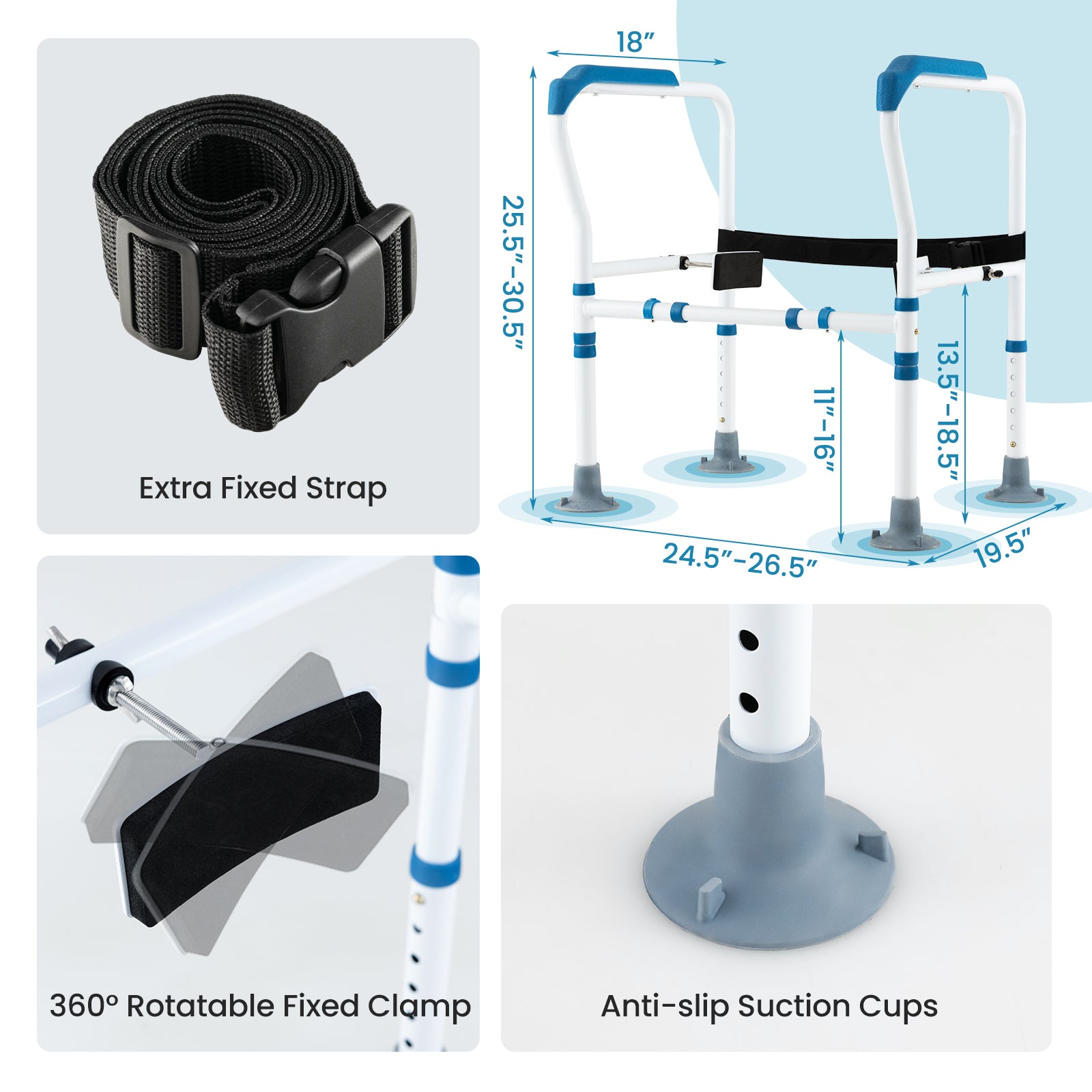 SUGIFT Toilet Safety Rail with Adjustable Height for Elderly