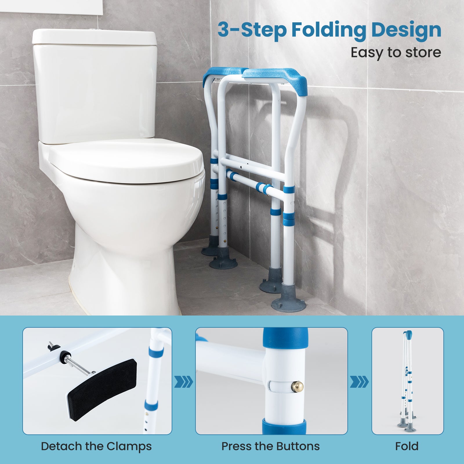 SUGIFT Toilet Safety Rail with Adjustable Height for Elderly