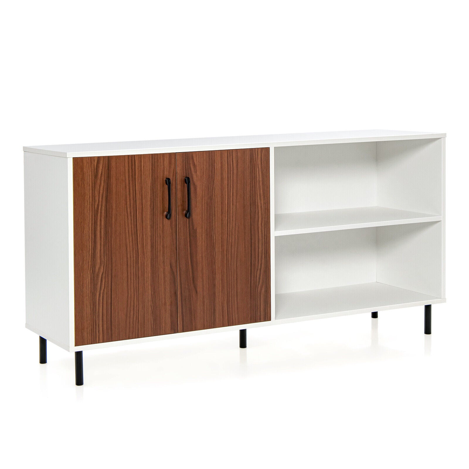 SUGIFT Modern Buffet Sideboard with 2 Doors and Open Compartments