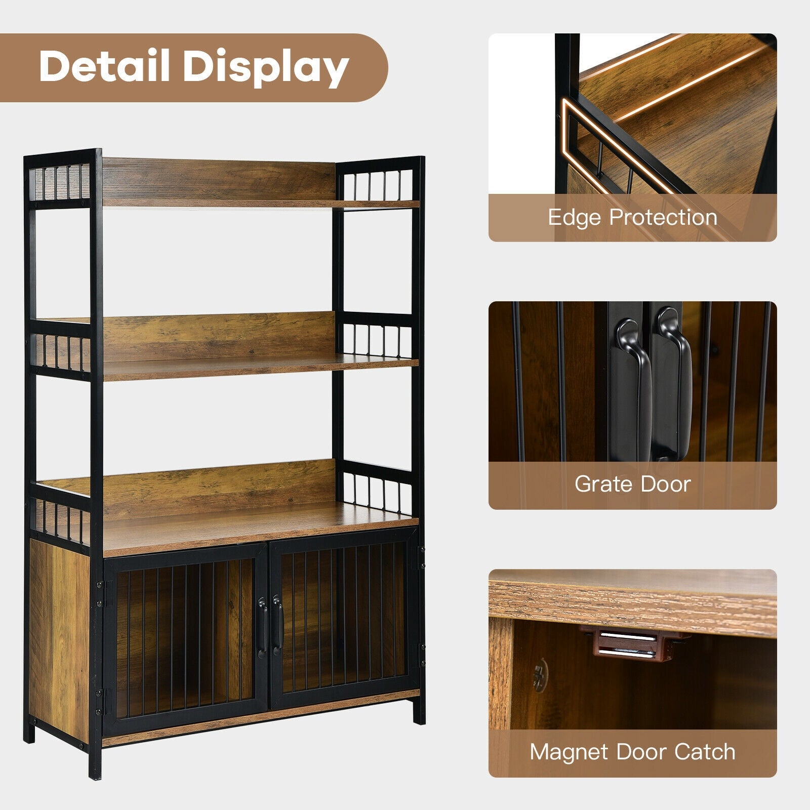 3-Tier Baker's Rack with Storage Cabinet