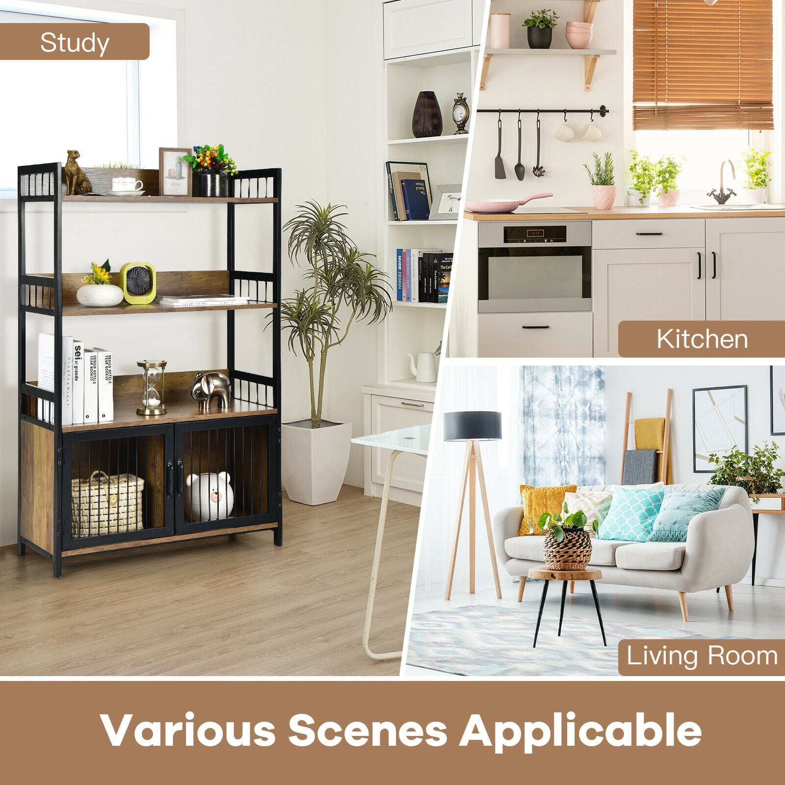 3-Tier Baker's Rack with Storage Cabinet