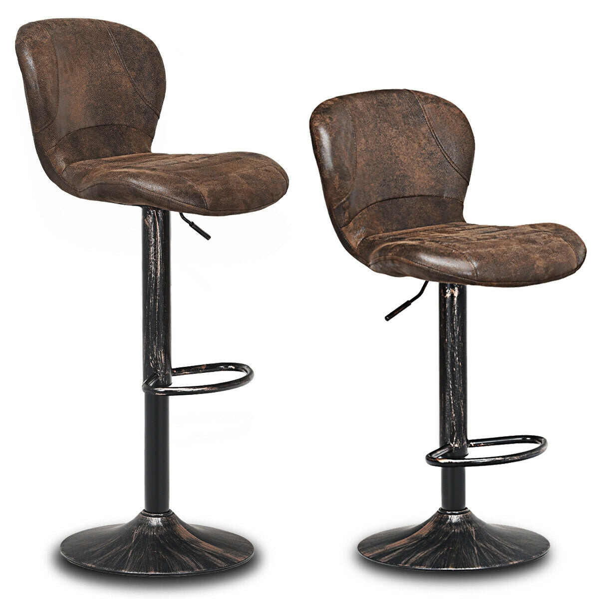 SUGIFT Set of 2 Adjustable Swivel Bar Stools with Hot-Stamping Cloth