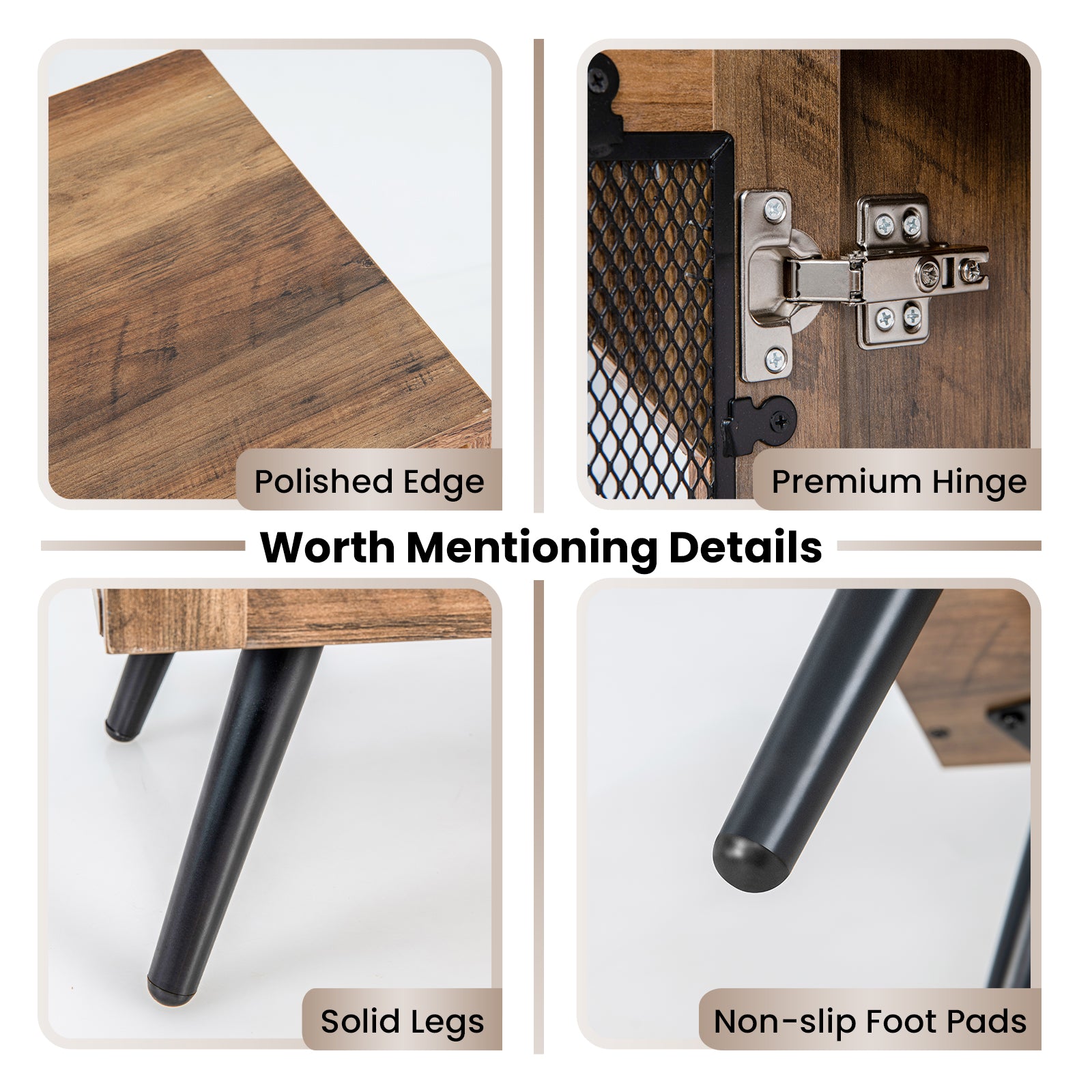 SUGIFT 2-Door Farmhouse Kitchen Storage Bar Cabinet with Wine Rack and Glass Holder