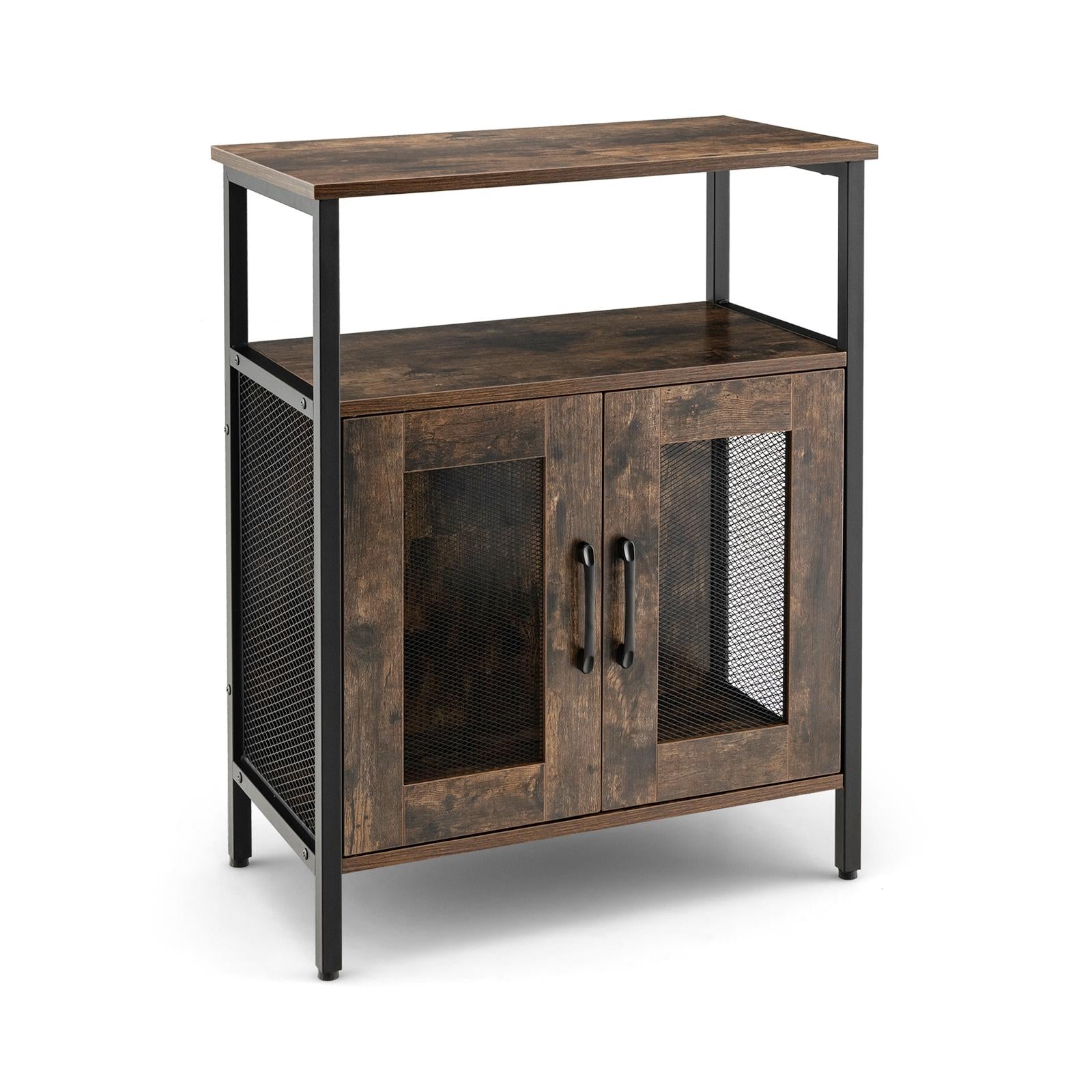 SUGIFT Industrial Sideboard Buffet Cabinet with Removable Wine Rack