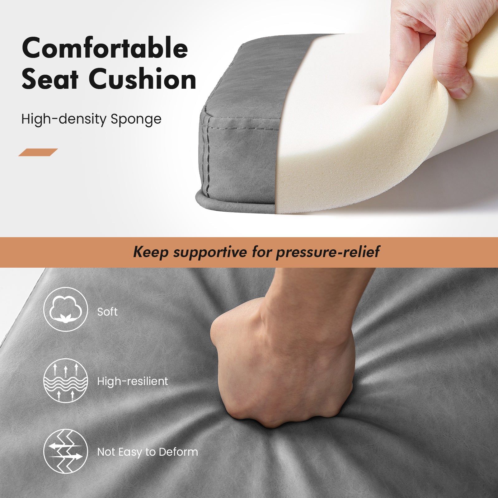 SUGIFT 2 Pieces 24 Inch Bar Stools with Thick PVC Leather Cushion and Footrest