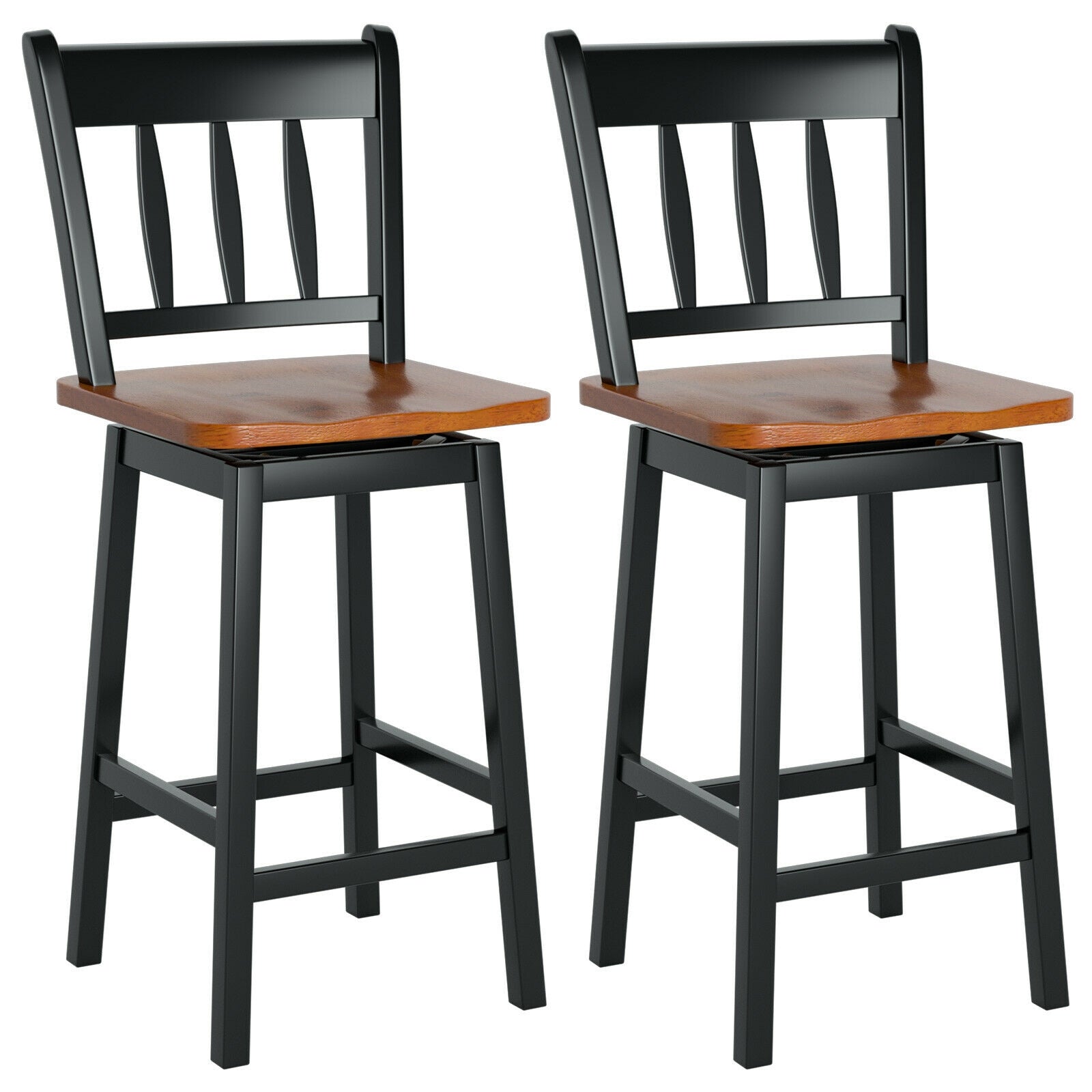SUGIFT 24.5 Inches Set of 2 Swivel Bar Stools with 360° Swiveling