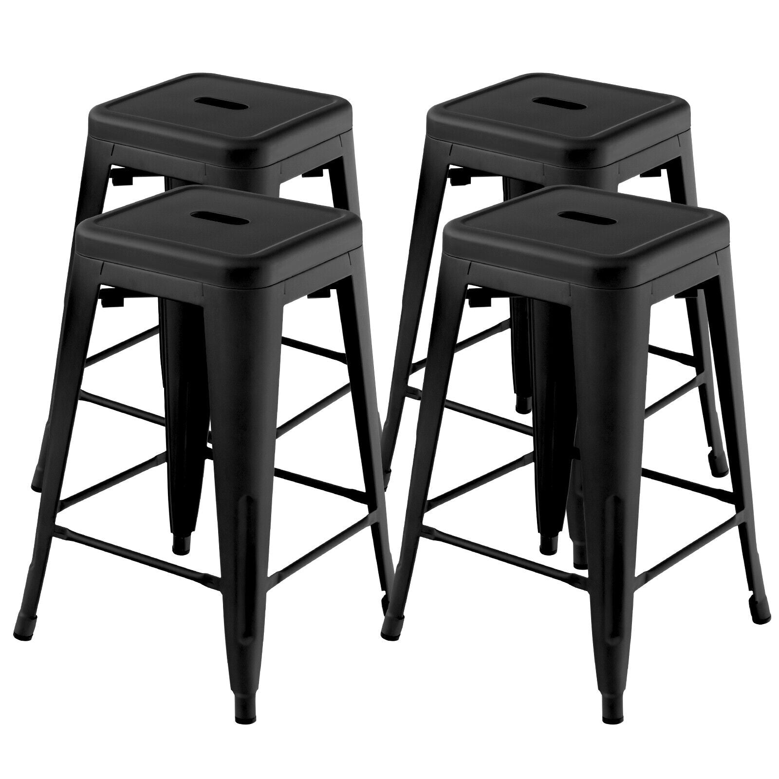 SUGIFT 24 Inch Set of 4 Tolix Style Counter Height Barstool Stackable Chair