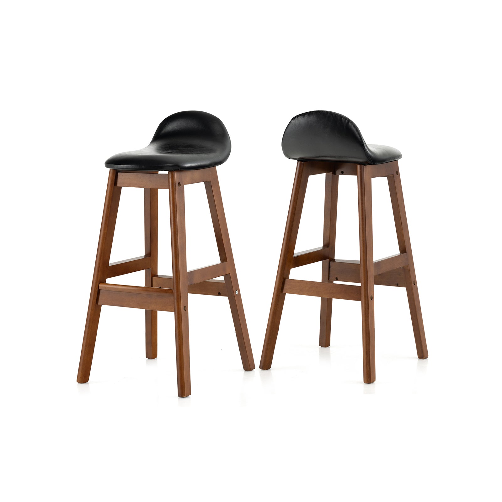 SUGIFT 27.5 Inch Set of 2 Upholstered PU Leather Barstools with Back Cushion