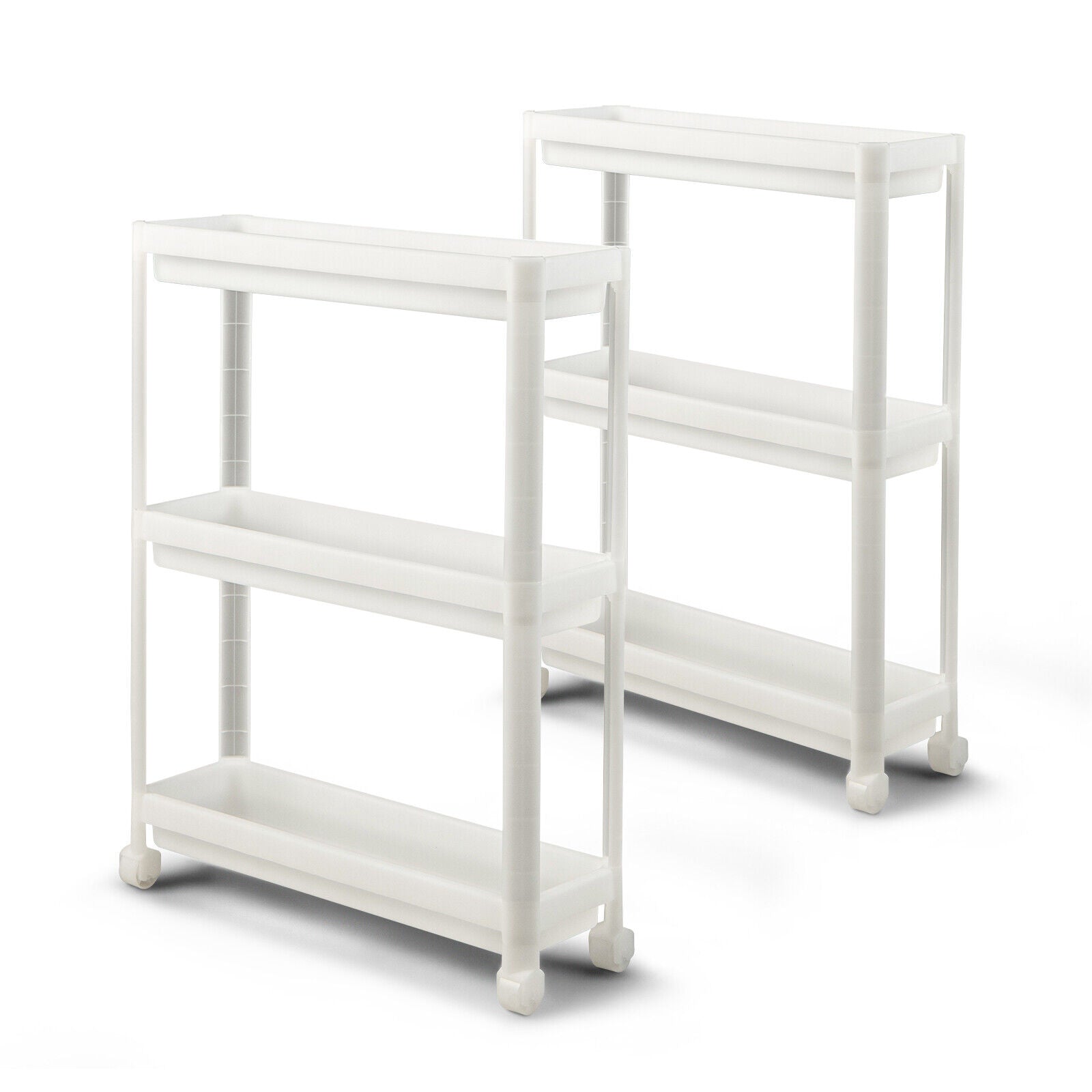 SUGIFT 2 Pieces 3-Tier Slim Detachable Storage Cart with Drainage Holes and Wheels