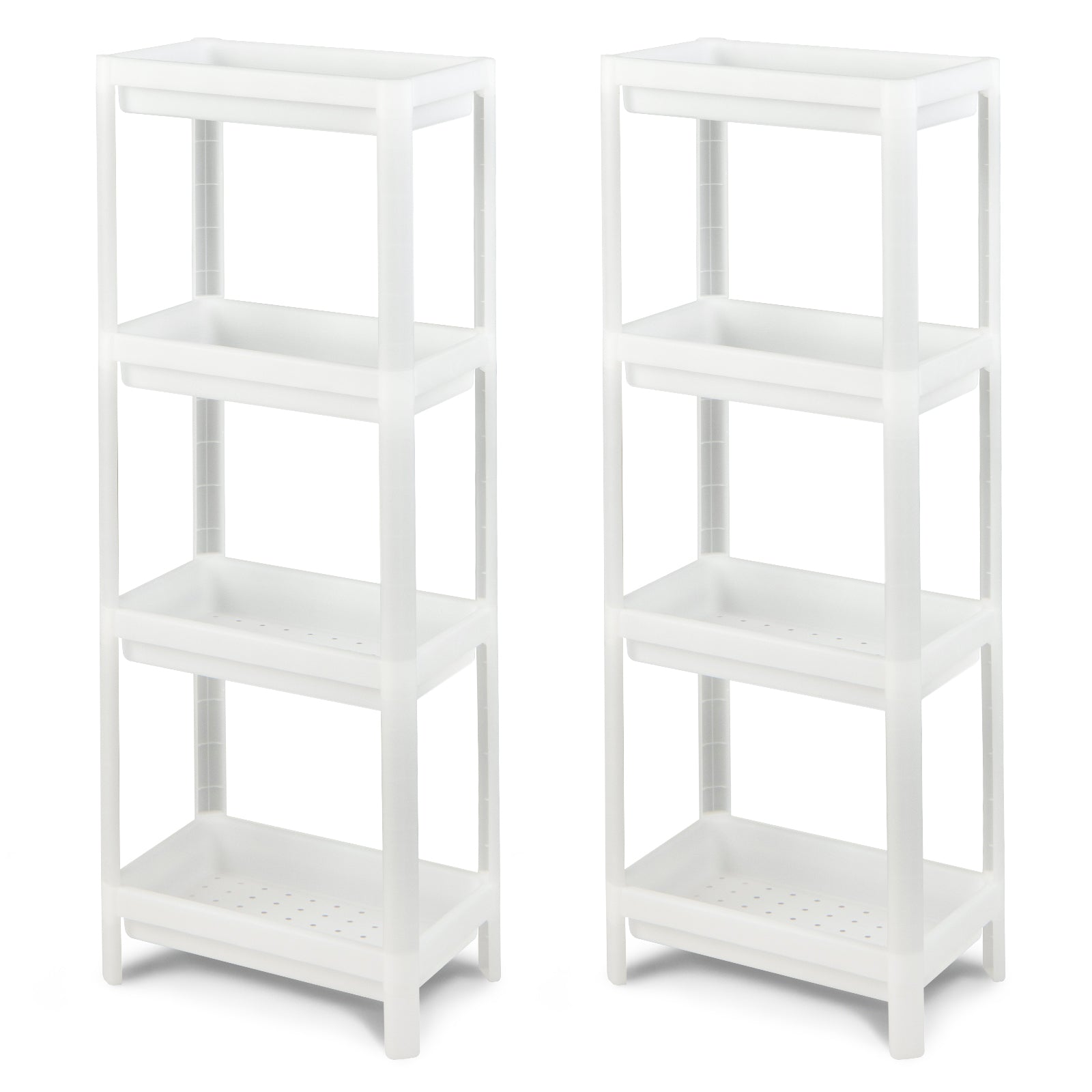SUGIFT 2 Packs 4-Tier Detachable Slim Storage Cart with Drainage Holes for Small Space